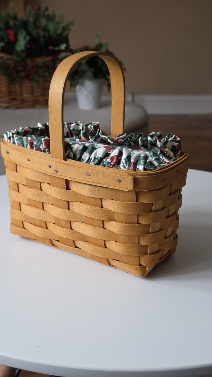 Vintage 1999 Longaberger Candle Basket Combo With Holly Liner & Plastic...