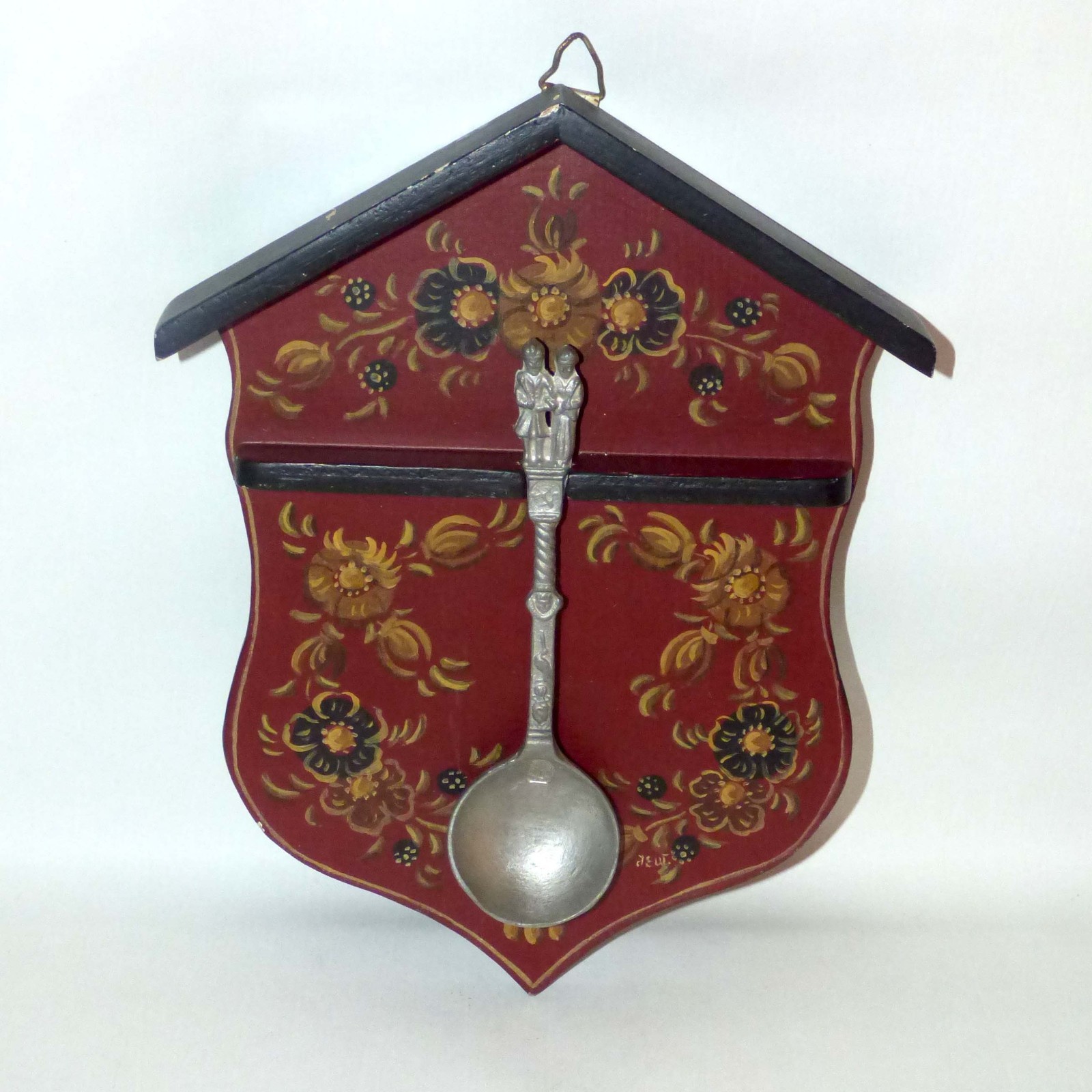 Vintage Hindeloopen Folk Art Spoon Rack Pewter Bridal Wedding Spoon