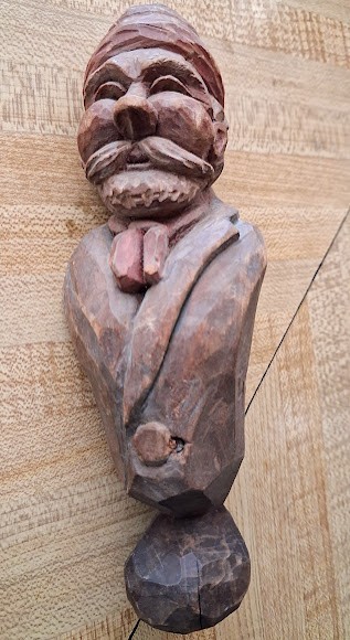 Antique Hand Carved Wood Bearded Man Artist Mark Corner Sculpture Gnome Antique Hand Carved Wood Bearded Man Artist Mark Corner Sculpture Gnome