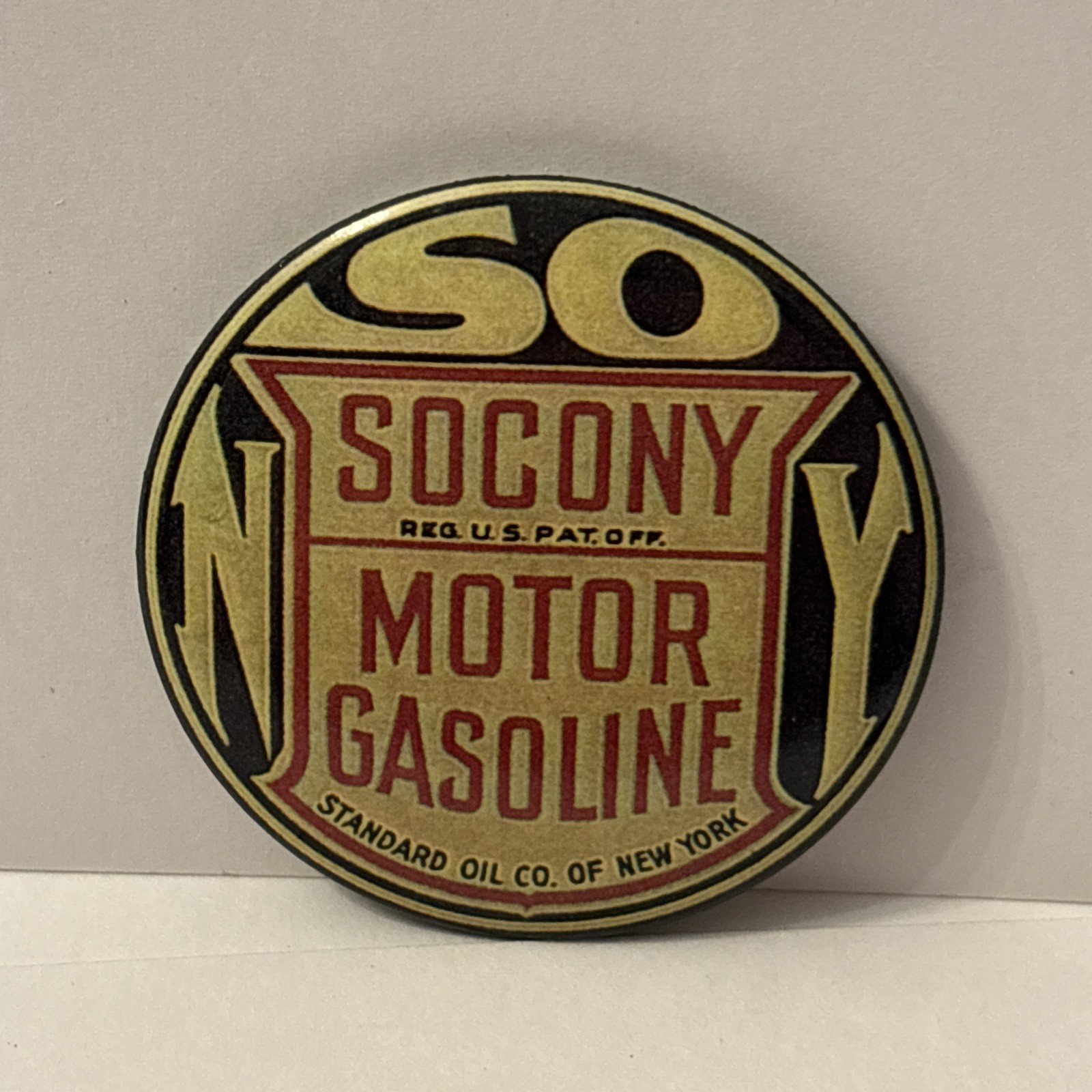 Socony Motor Gasoline Round Mirror 2.25” Vintage Advertising Style Socony Motor Gasoline Round Mirror 2.25” Vintage Advertising Style