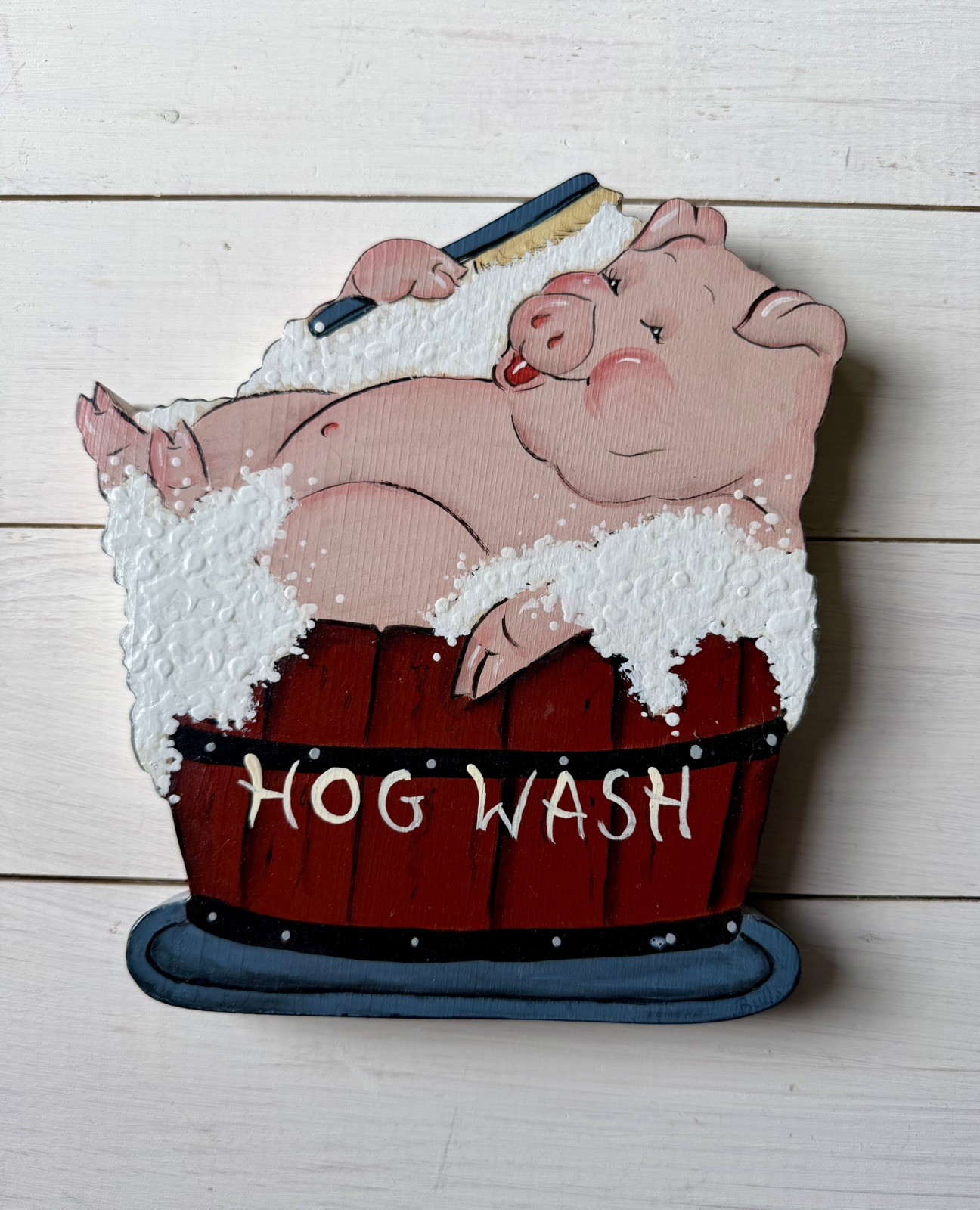 VTG Hand Painted Pig Bathtub “Hog Wash” Wall Plaque | Country Cottage Bathroom VTG Hand Painted Pig Bathtub “Hog Wash” Wall Plaque | Country Cottage Bathroom