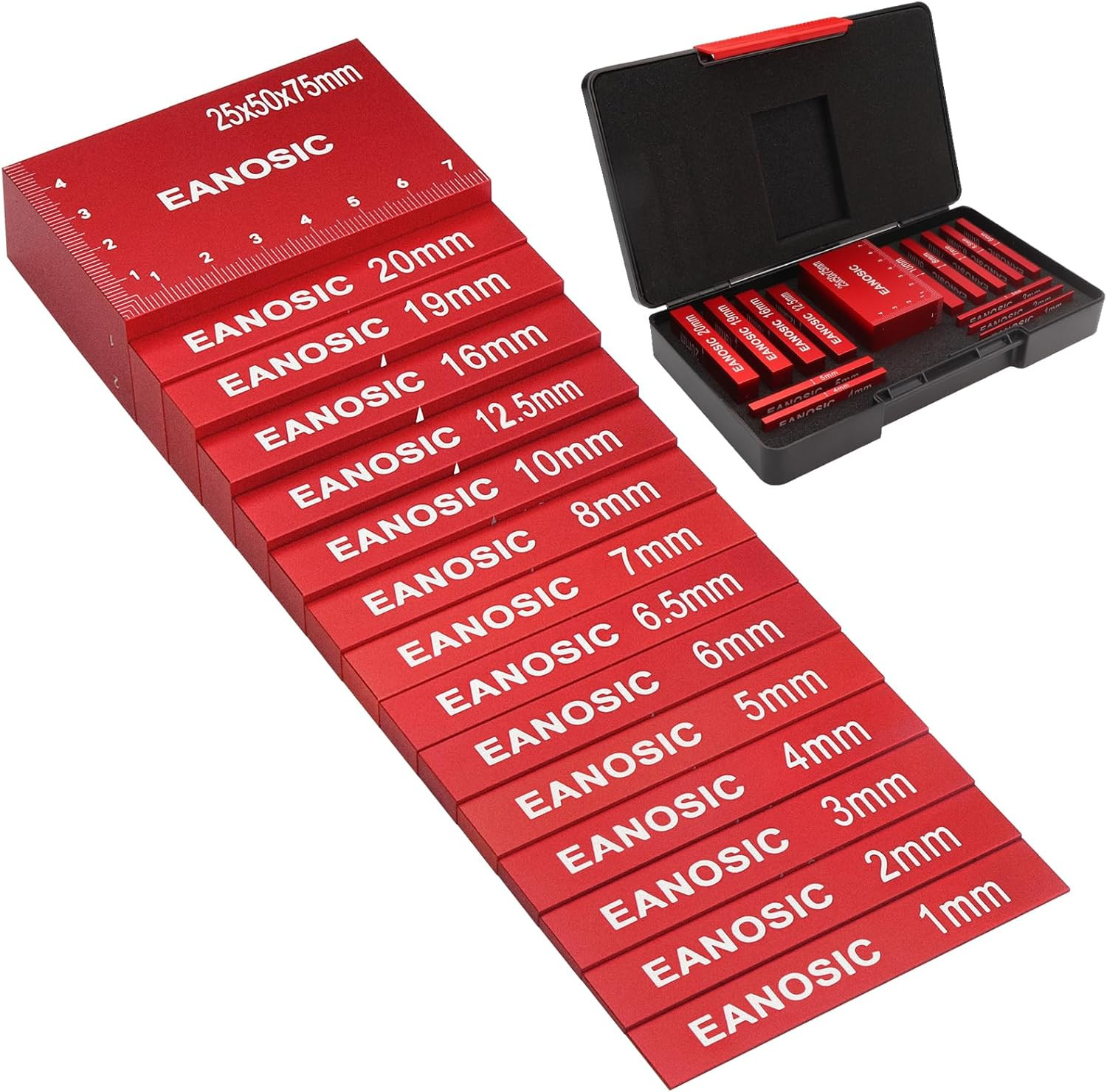 EANOSIC Metric Setup Blocks Height Gauge Set, 15Pcs Precision Aluminum Setup Bar EANOSIC Metric Setup Blocks Height Gauge Set, 15Pcs Precision Aluminum Setup Bar