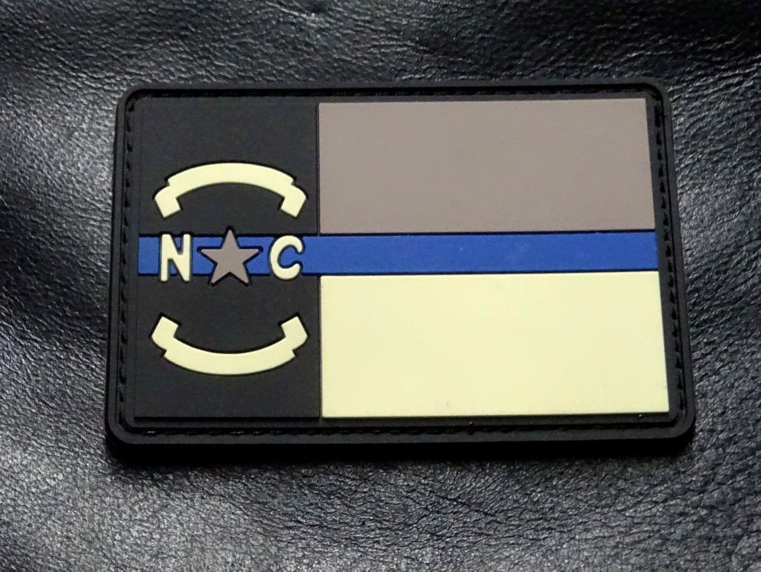 North Carolina State Flag Thin Blue Line NC Patch (HOOK- PVC Rubber)  
