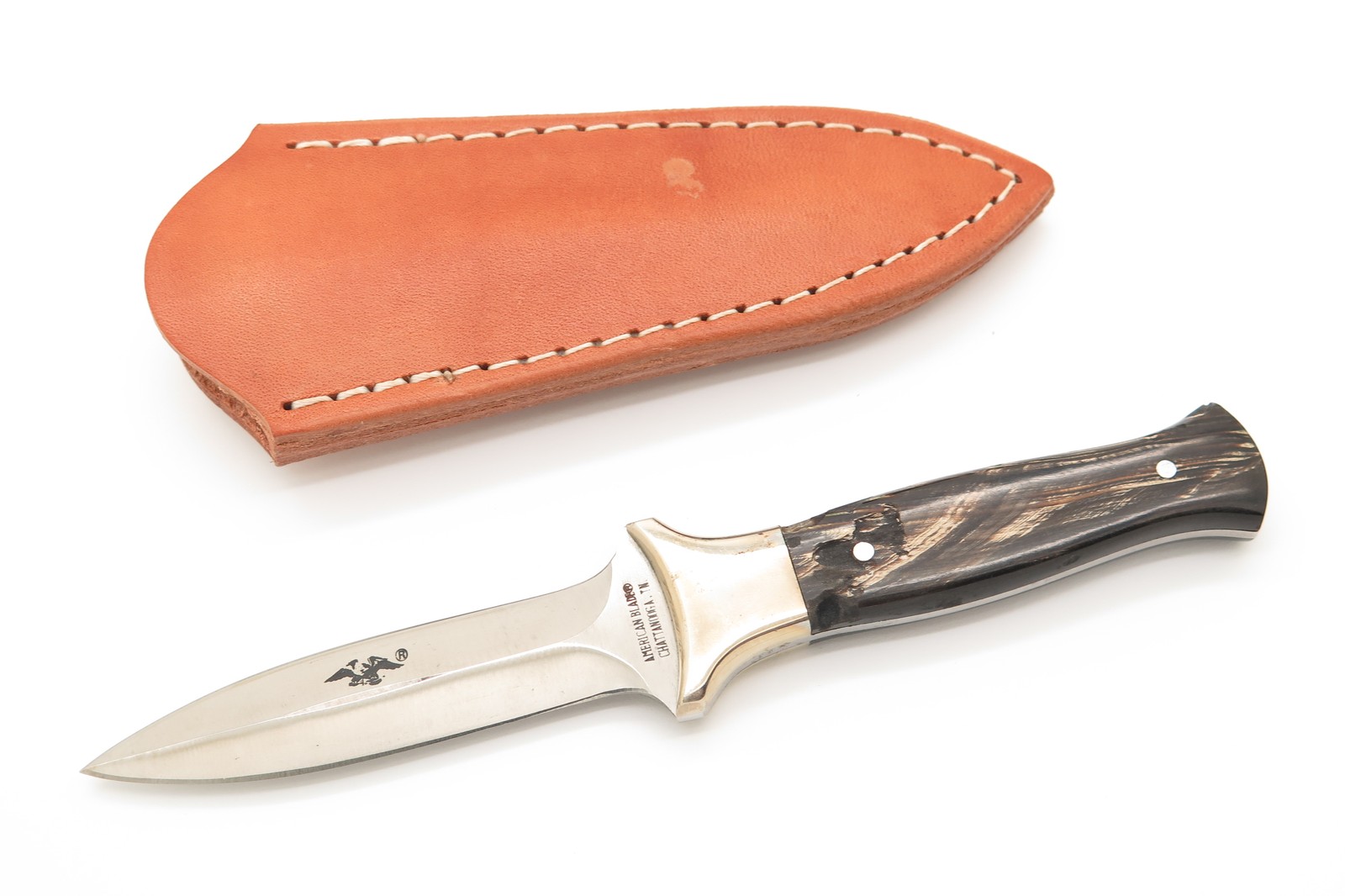 Vtg Parker American Blade Seki Japan Fukuta AUS-6 Buffalo Horn Dagger Knife Blem Vtg Parker American Blade Seki Japan Fukuta AUS-6 Buffalo Horn Dagger Knife Blem