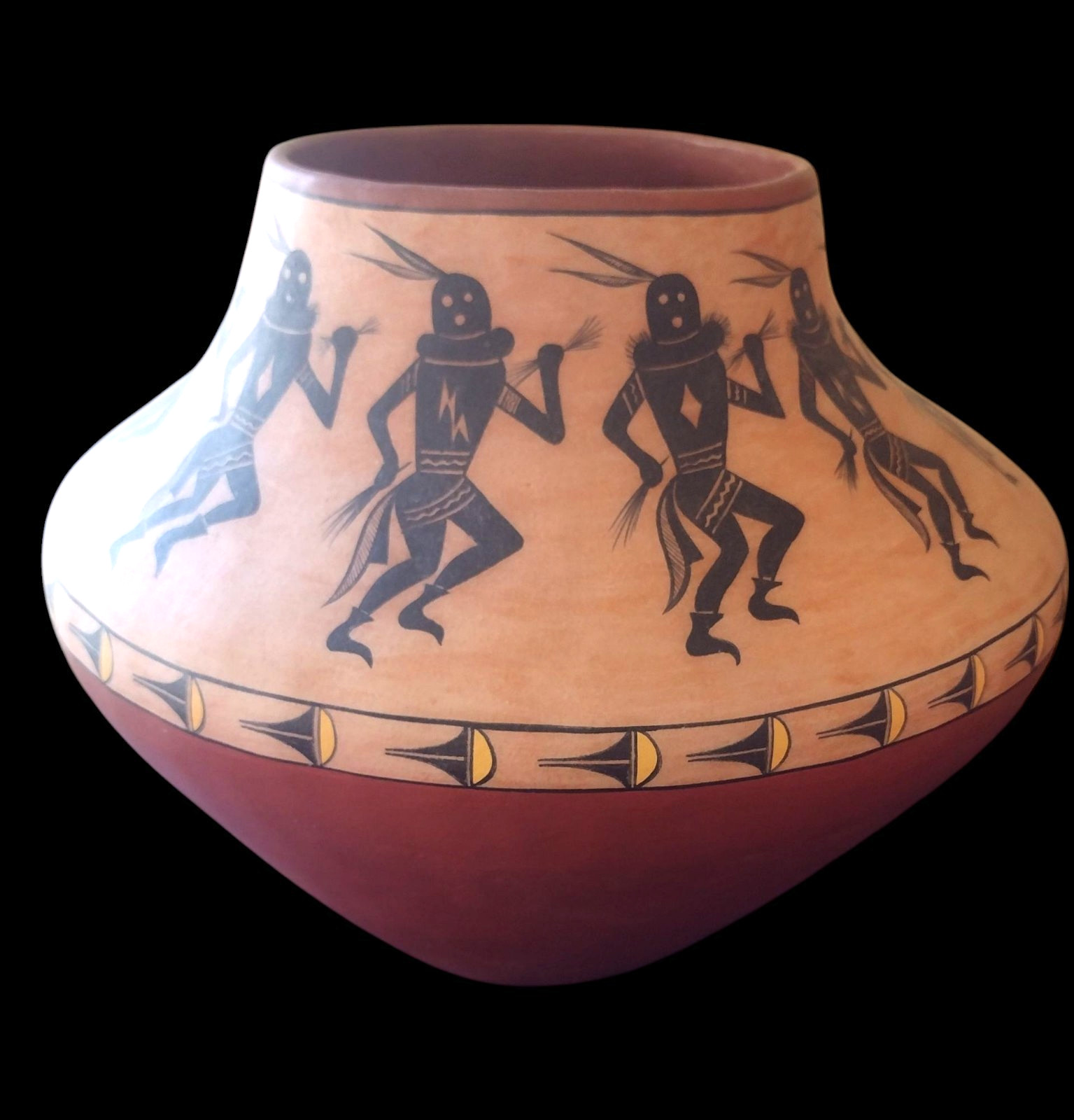 Seldom Seen Large Hand-Coiled Navajo Pottery Mary Saxon -YeiBiChei  NightDancers