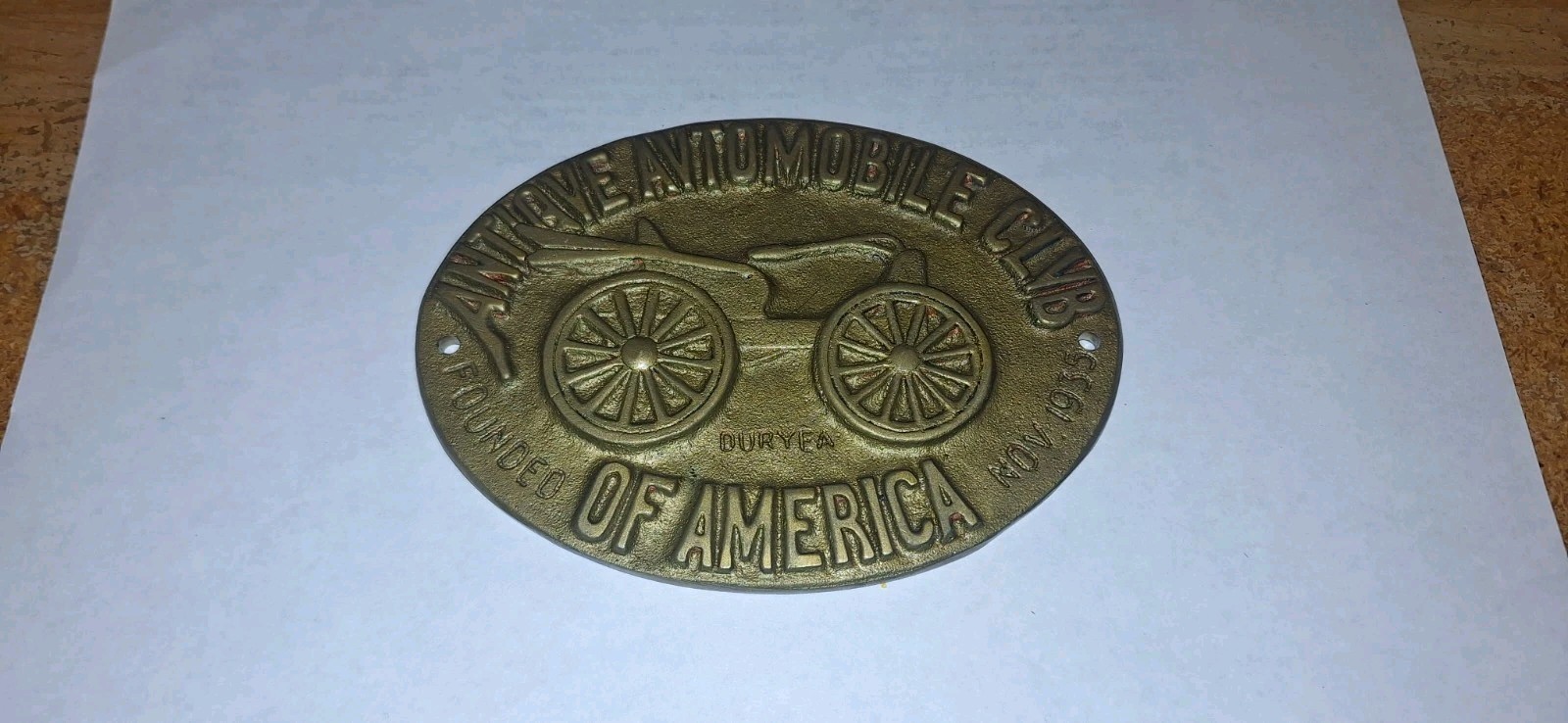 Vintage AACA Antique Automobile Club of America Bronze  Radiator Badge 1935