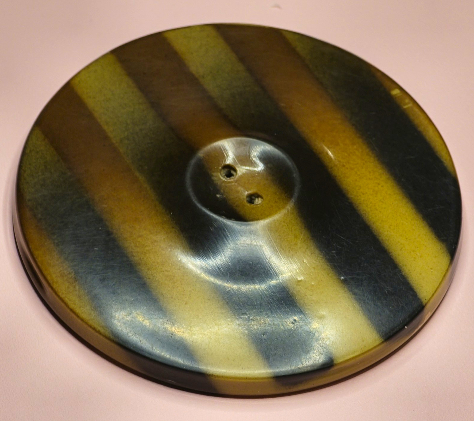 Vintage 1930s Art Deco Oversized 45mm Laminated Striped Plastic Coat Button