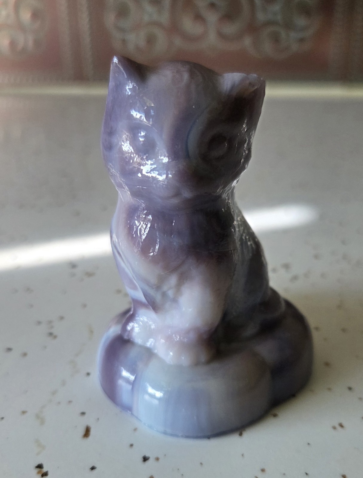 Vintage Boyd Glass Kitten on a Pillow Lavender & Lace Purple Slag *READ*
