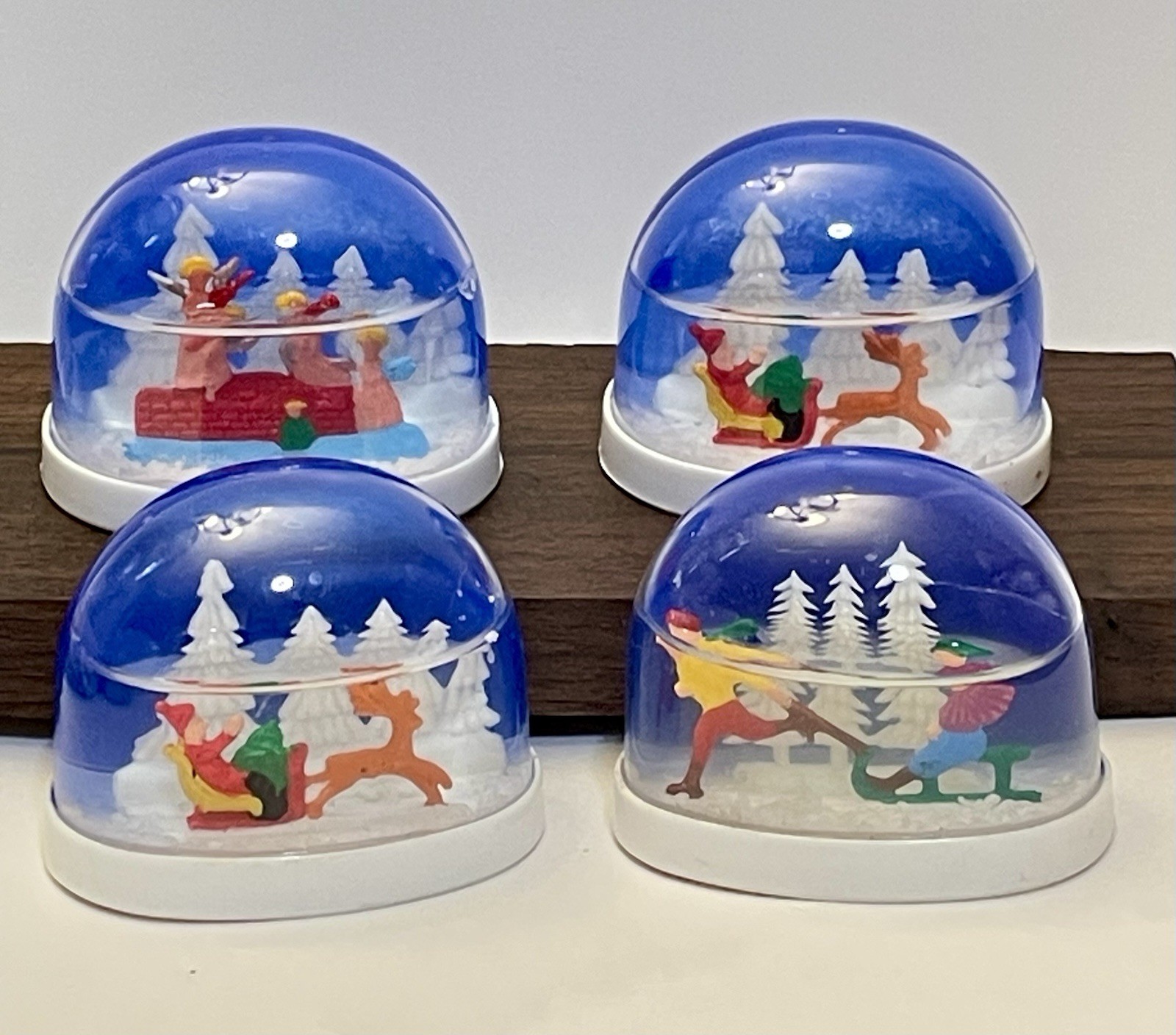 4 Vintage Plastic Christmas Snow Globe Dome Holiday Decor Santa Angels