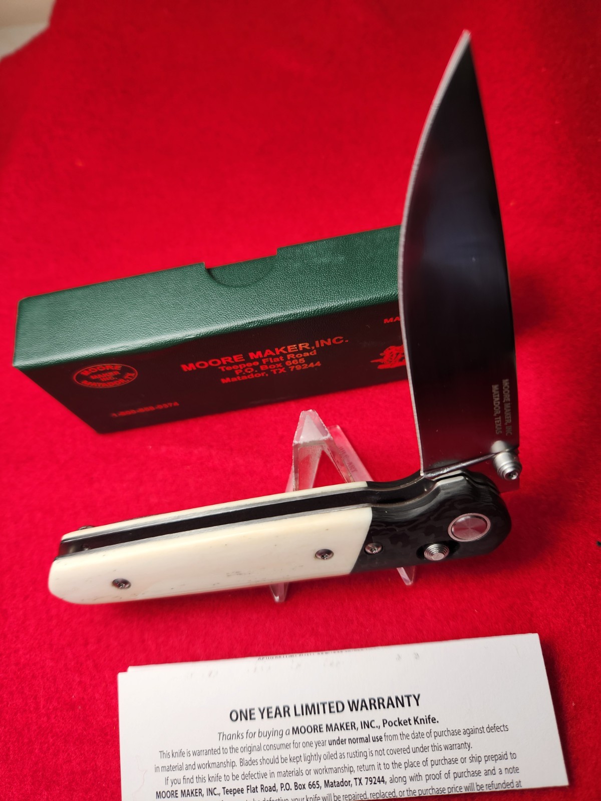 Moore Maker USA  5109 SL Lock Back Knife White Bone Thumb Lock NIB