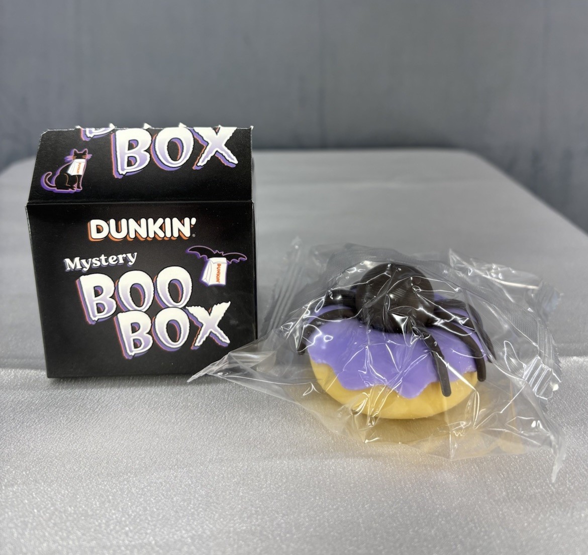 NEW 2026 Dunkin Donuts Mystery Boo Box SPIDEY D SQUISHY Spider Toy Sealed Purple NEW 2026 Dunkin Donuts Mystery Boo Box SPIDEY D SQUISHY Spider Toy Sealed Purple