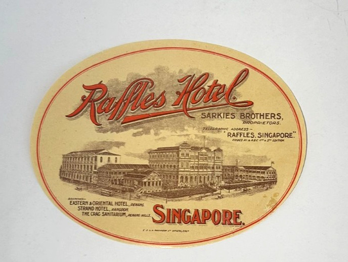 Vintage Raffles Hotel Singapore Luggage Label