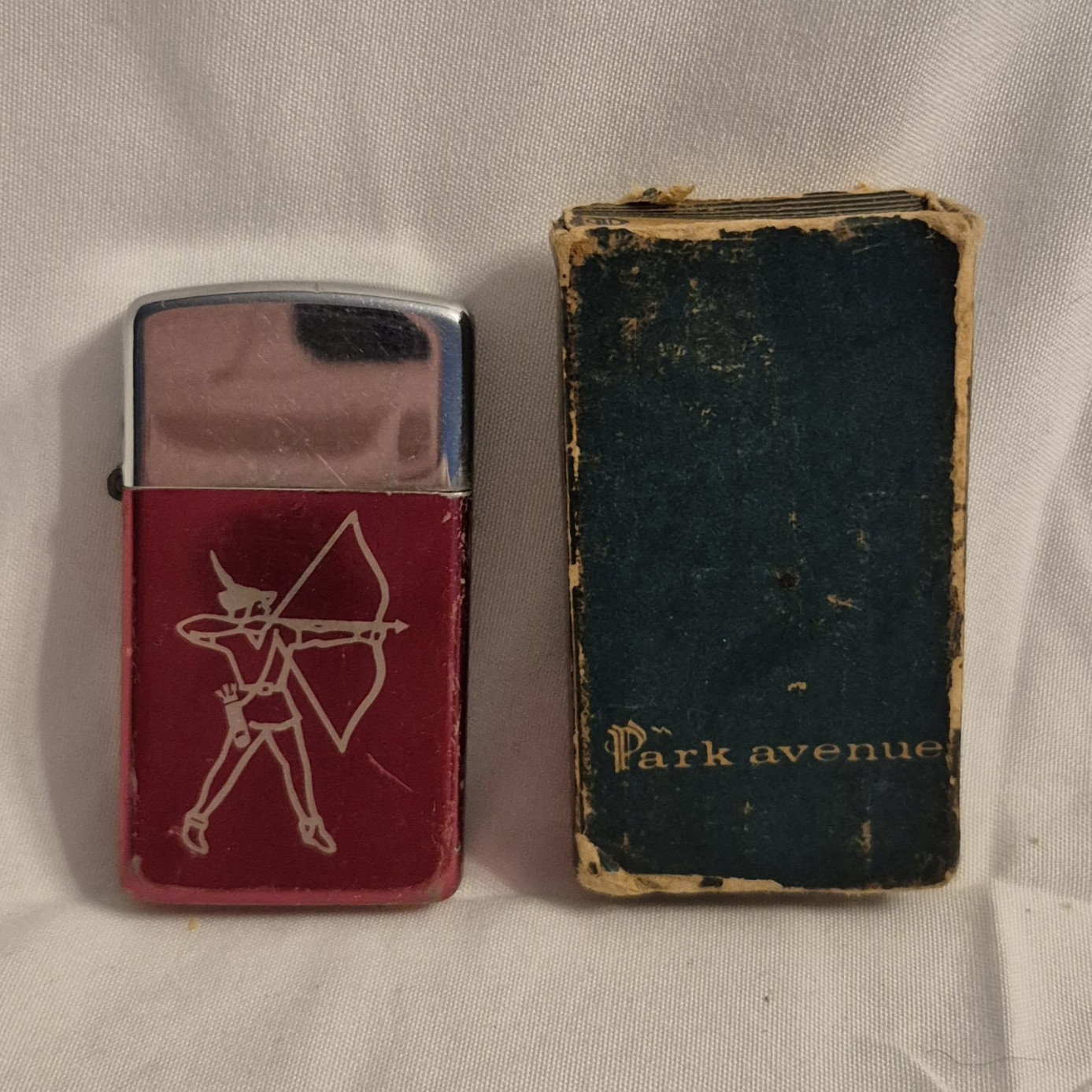 Rare Vntage Park Lighter Red/Silver with Original Guarantee Paper and Box 1960s 