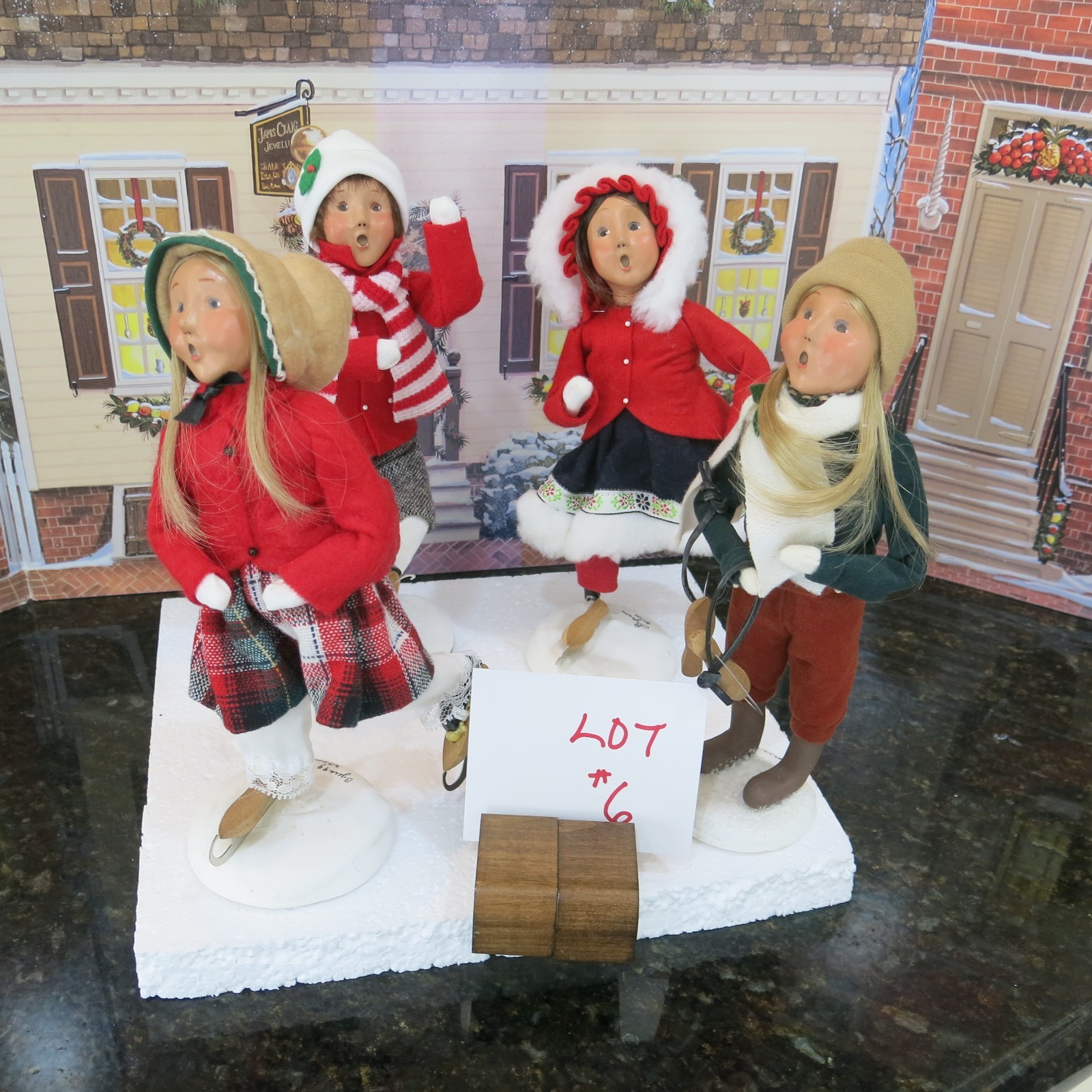 4 Byers Choice Kids Skating  $110 (Lot 6)  from 1999 (2),  2002, 2001