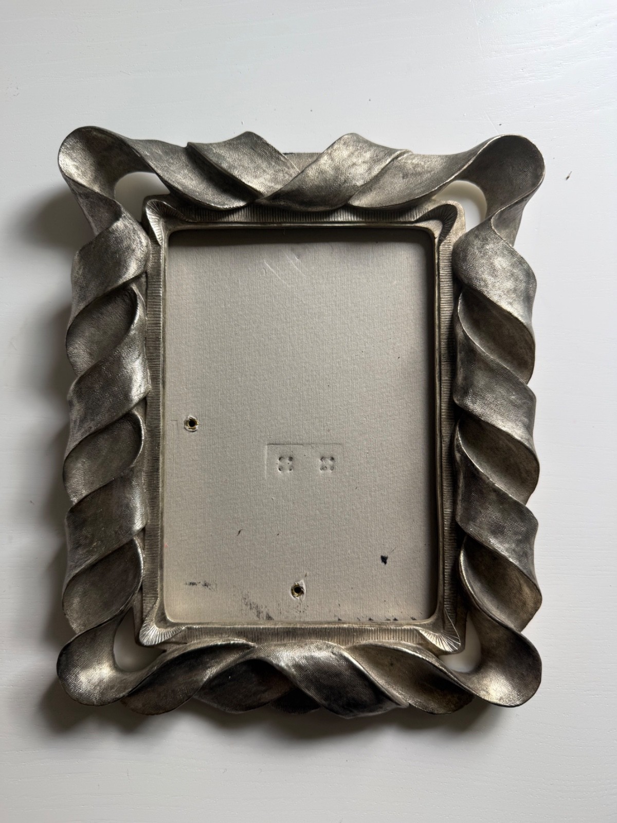 Vintage Fetco Silver Picture Frame Art Nouveau Ribbon Resin NO GLASS Easel