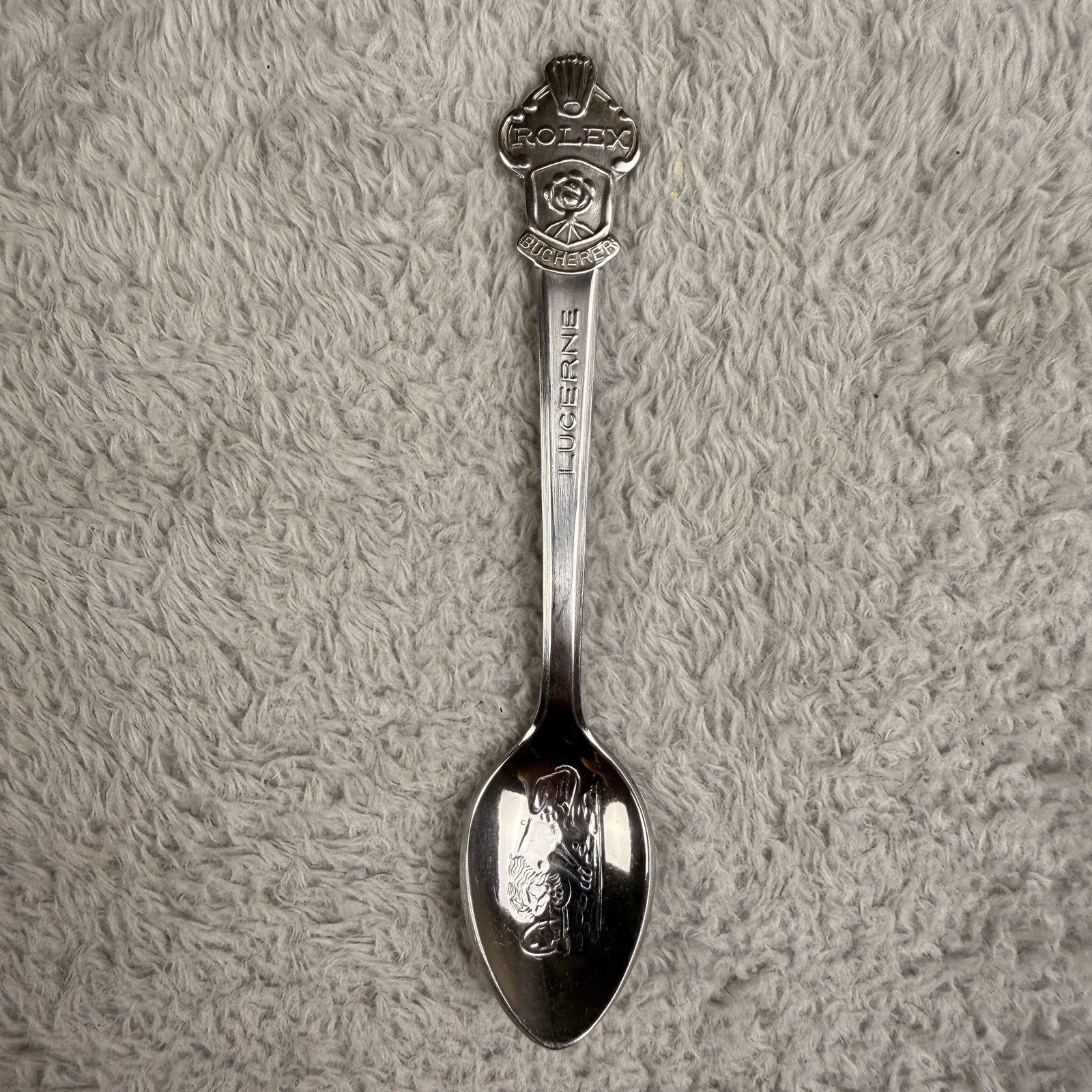 Vintage Rolex Bucherer Lucerne Switzerland Souvenir Spoon Lion CB Swiss