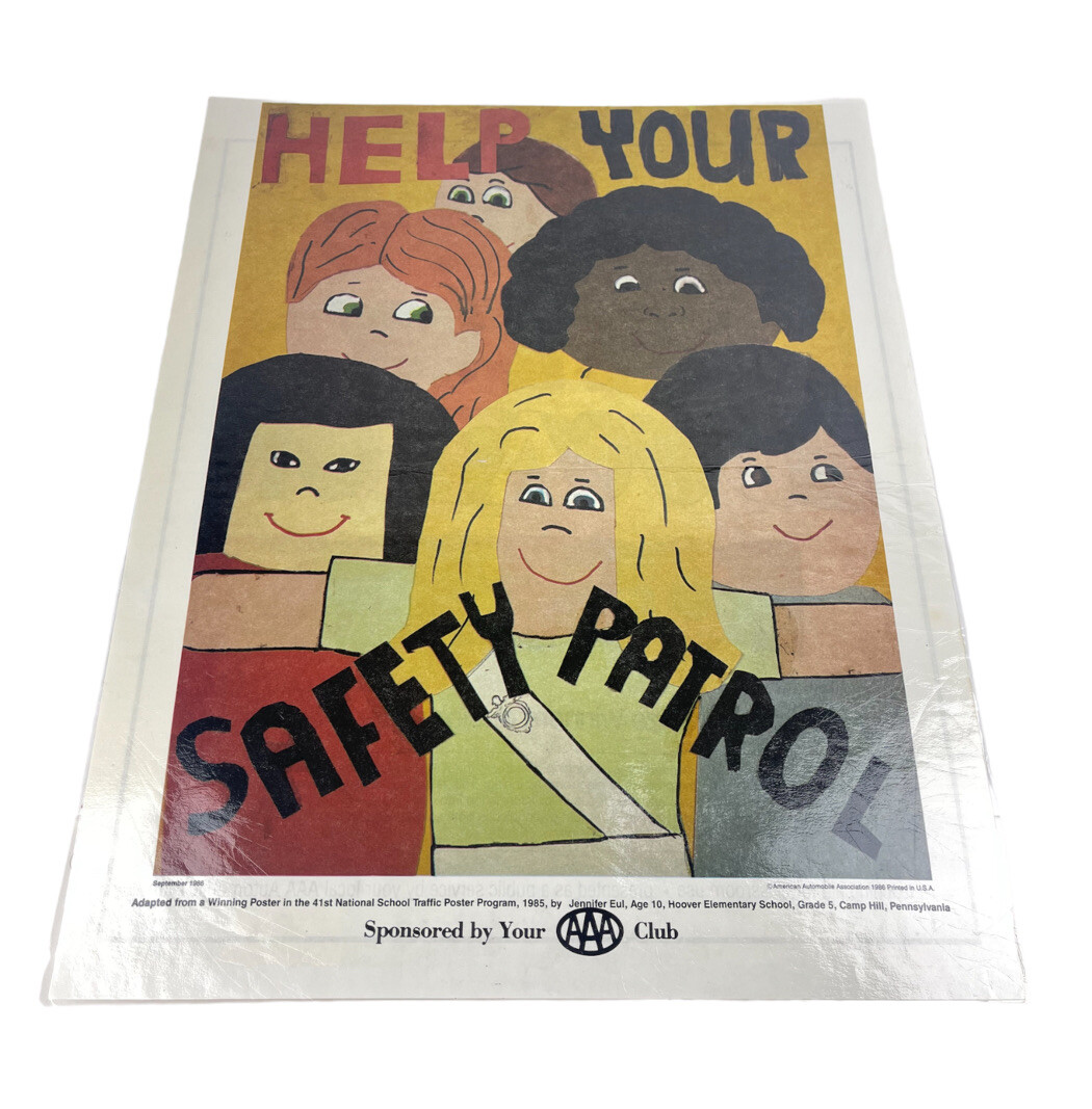 Vintage AAA Club DOUBLE SIDED Help Your Safety Patrol 16”x20” Laminated Poster￼