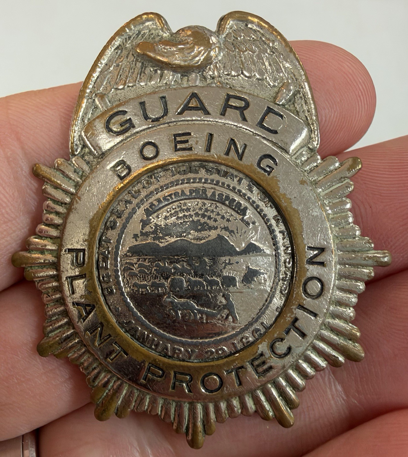 Vintage Boeing Aircraft Plant Protection Guard Security Employee Badge 2 Vintage Boeing Aircraft Plant Protection Guard Security Employee Badge 2