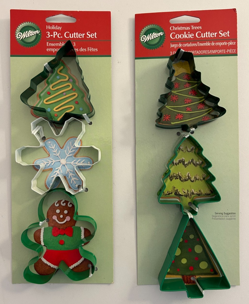 Two - Wilton 3 Piece Christmas Cookie Cutter Sets