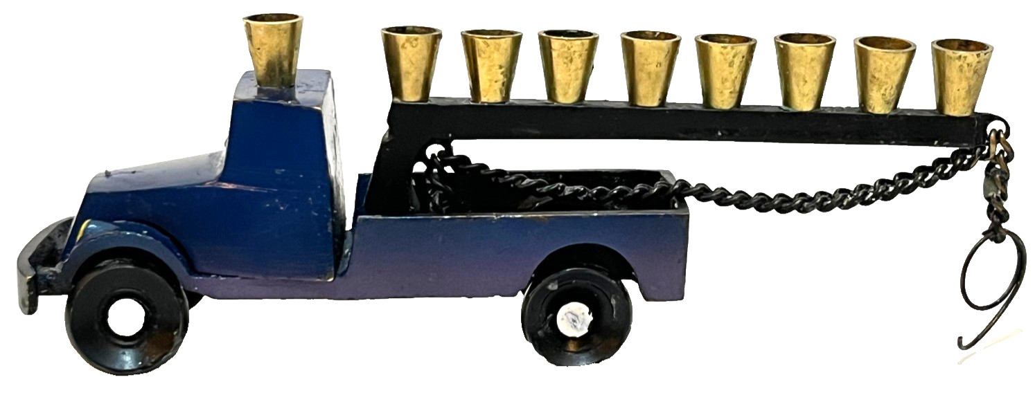Vintage Hanukkah Menorah Tow Truck Wrecker Judaica Judaism Jewish Hebrew Israel