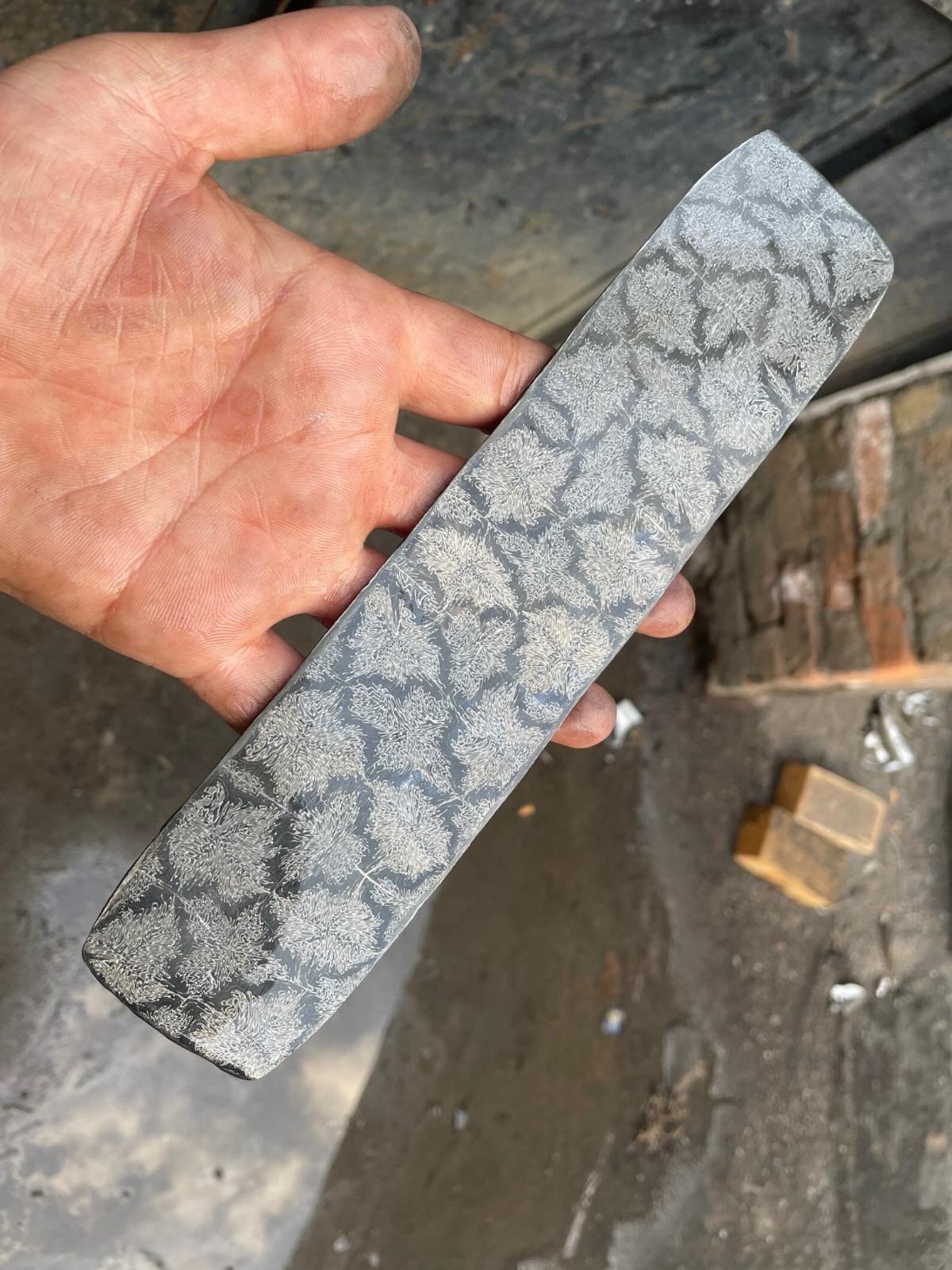 Pattern Welded Damascus Billet bar Feather Design High Carbon Steel Blade