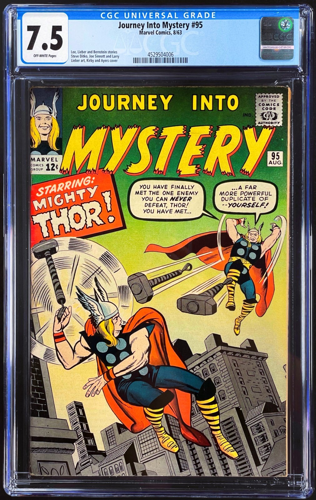 Journey Into Mystery 95 CGC 7.5 (1963 Marvel Comics) Silver Age KEY Double Thor