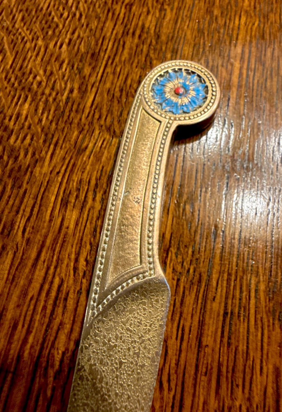 Antique Tiffany Studios NY# 1780 Adam Pattern Paper Knife: Gold Dore Patina