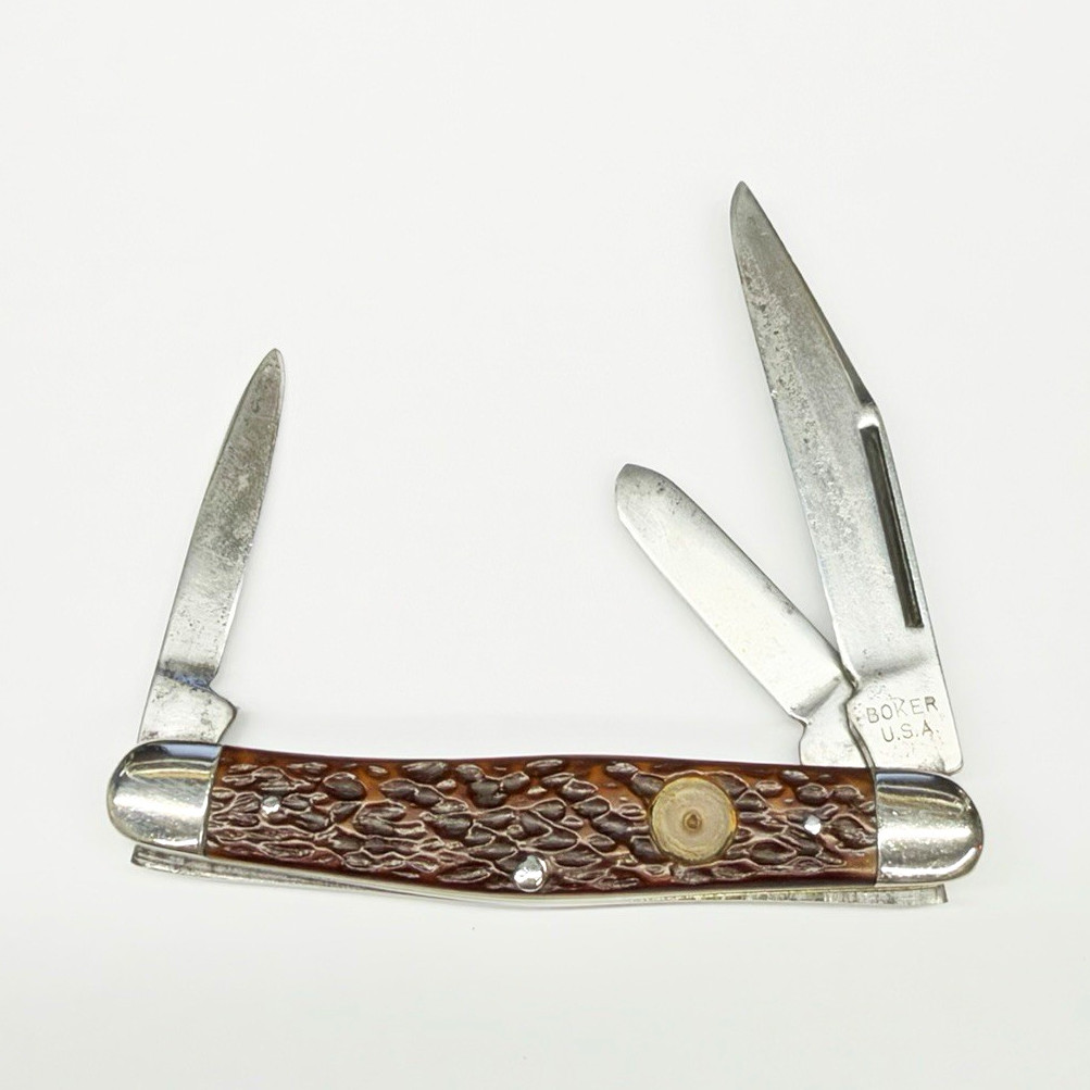 VINTAGE 1969-172 BOKER USA TREE BRAND (8585) 3 BLADE STOCKMAN
