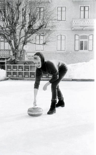 French actress Brigitte Bardot playing curling Cortina dAmpezzo 19- Old Photo