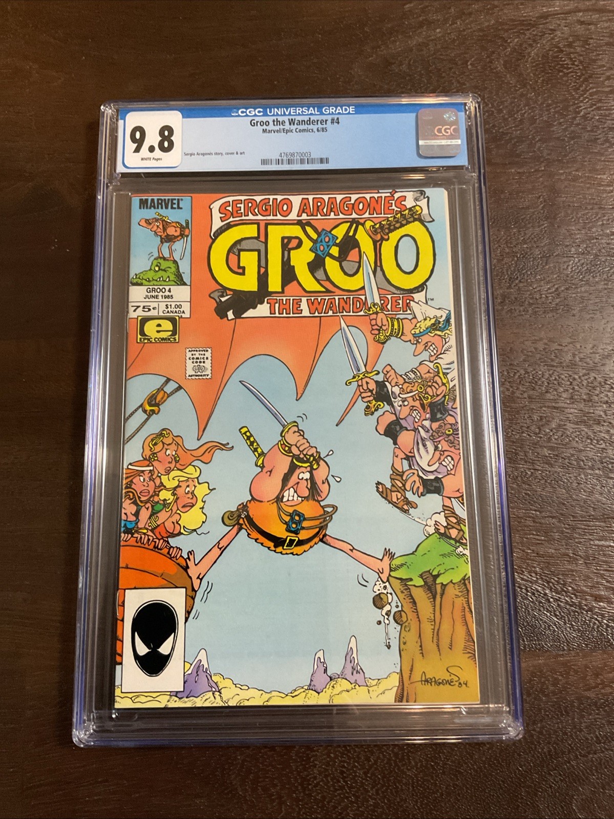 1985 Marvel GROO THE WANDERER #4 Graded CGC 9.8 NM-M Sergio Argonnes WHITE PAGES