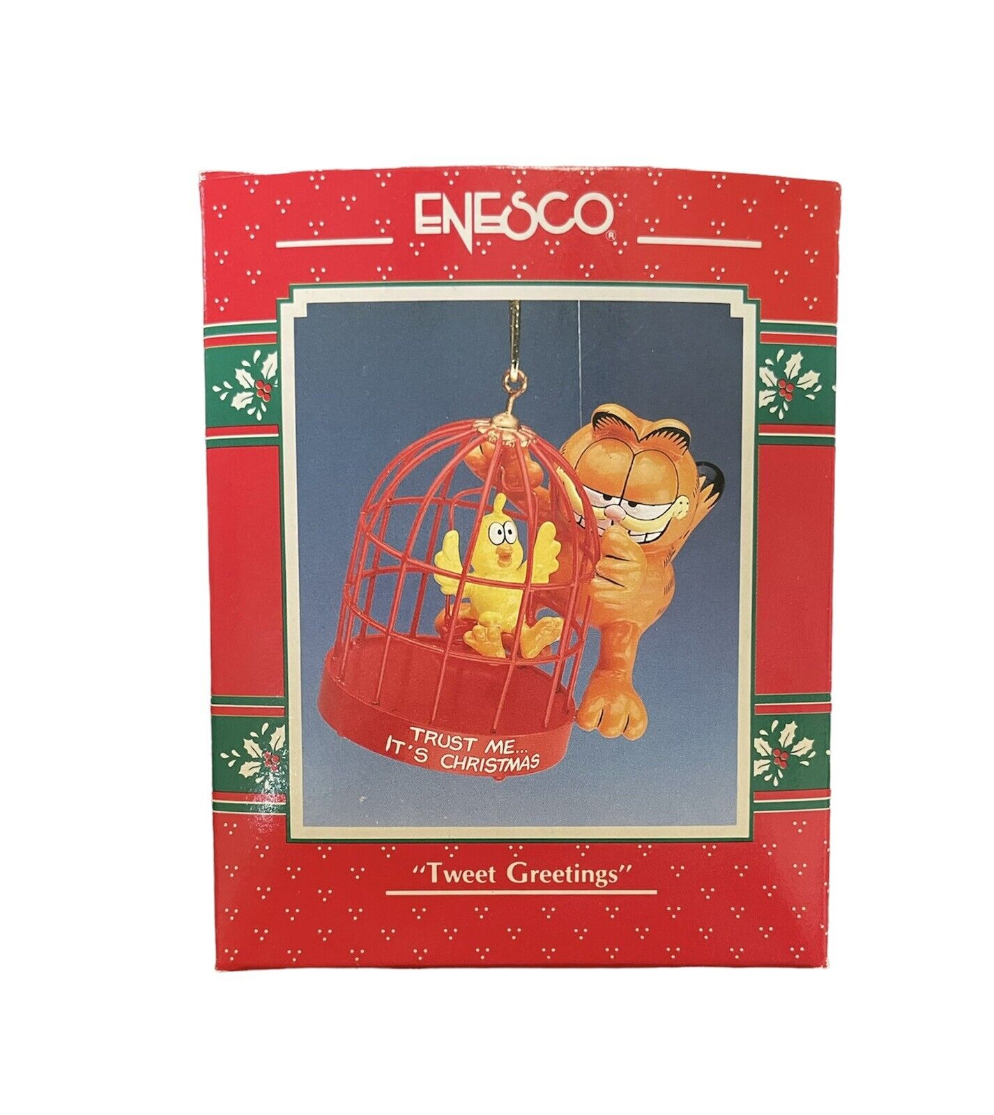 1991 Enesco Garfield Tweet Greetings Christmas Ornament