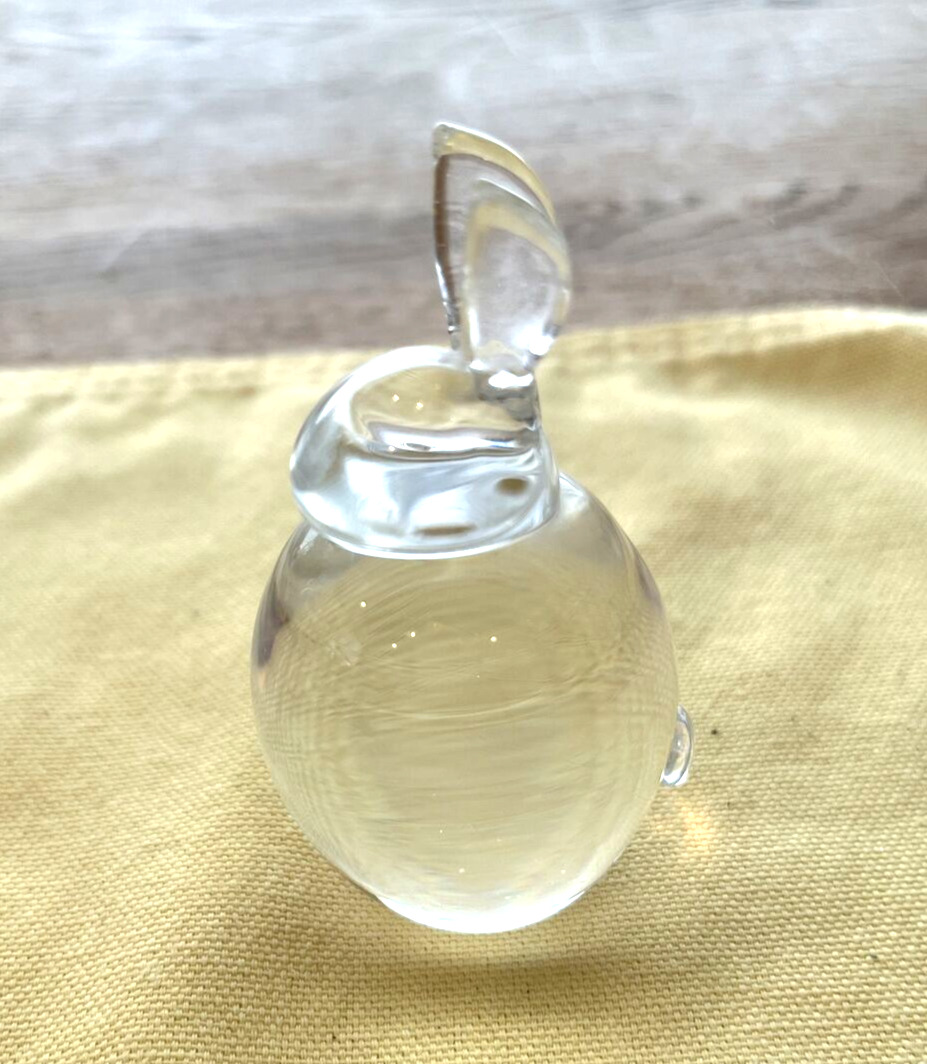 Vintage Clear Art Glass Bunny Rabbit Paperweight Figurine Signed 3\