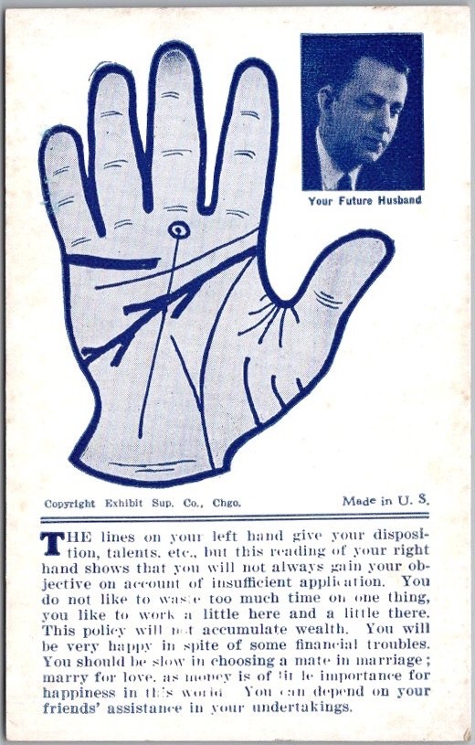 c1930s Palm-Reading FORTUNE Arcade Card 
