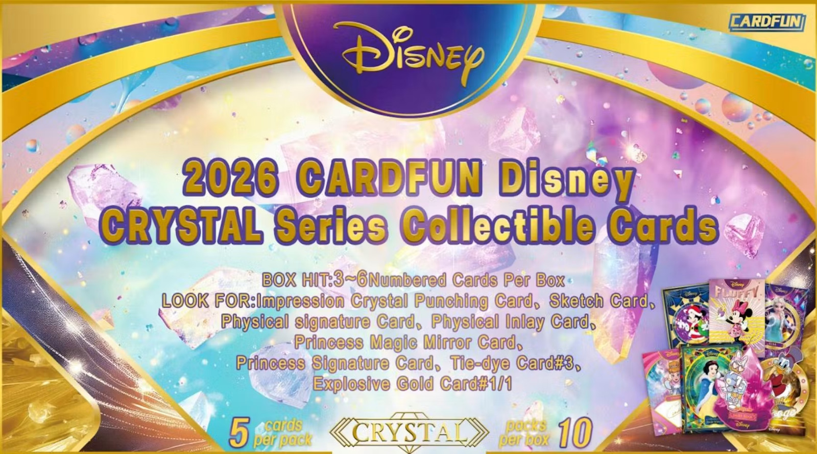Pre-Order 2026 CardFun Disney Crystal Series Collectible Cards Sealed One Box