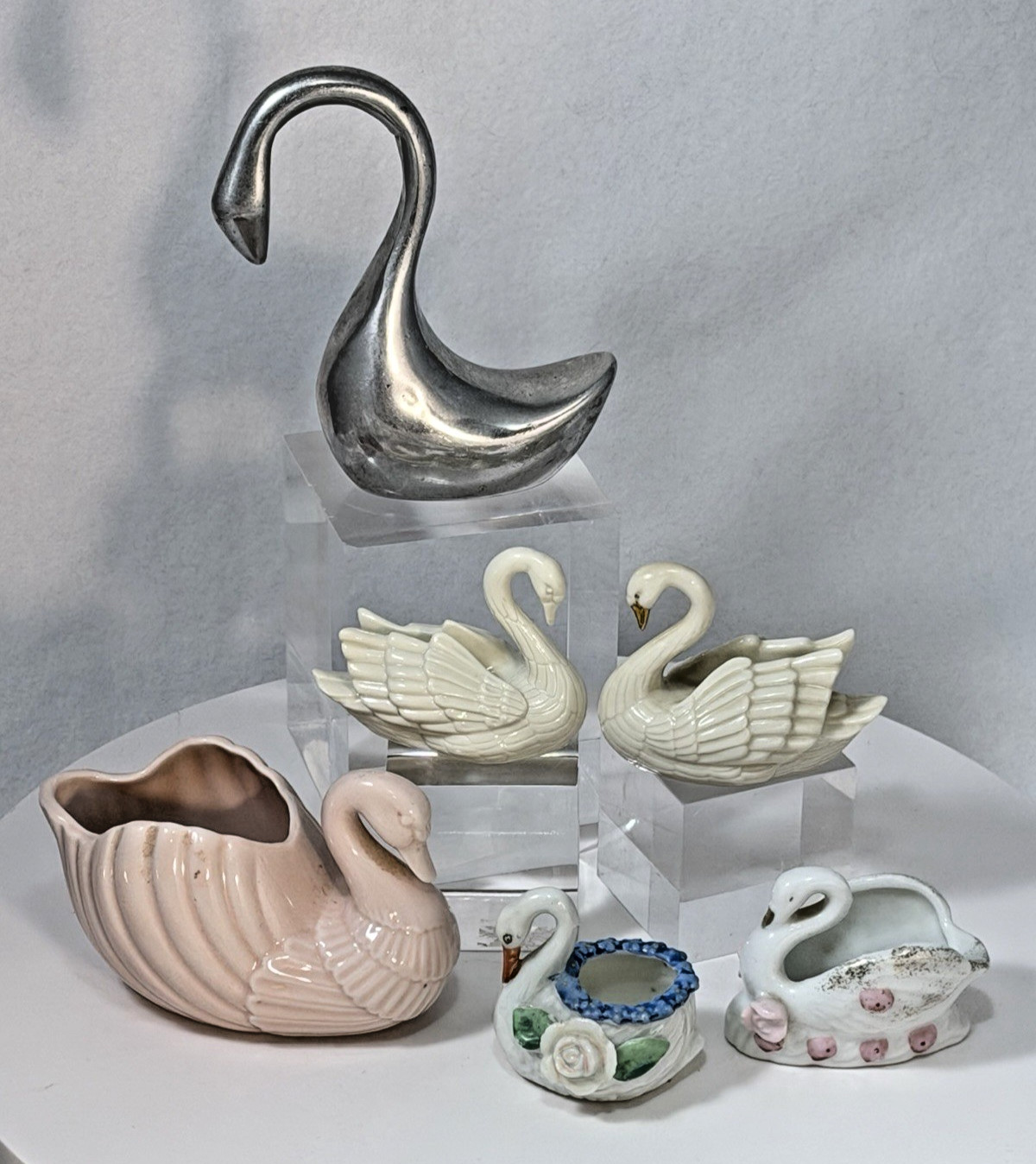 VTG Swan lot Lenox Ivory Gold Cake Topper Place Card Holders - Japan - Hoselton VTG Swan lot Lenox Ivory Gold Cake Topper Place Card Holders - Japan - Hoselton