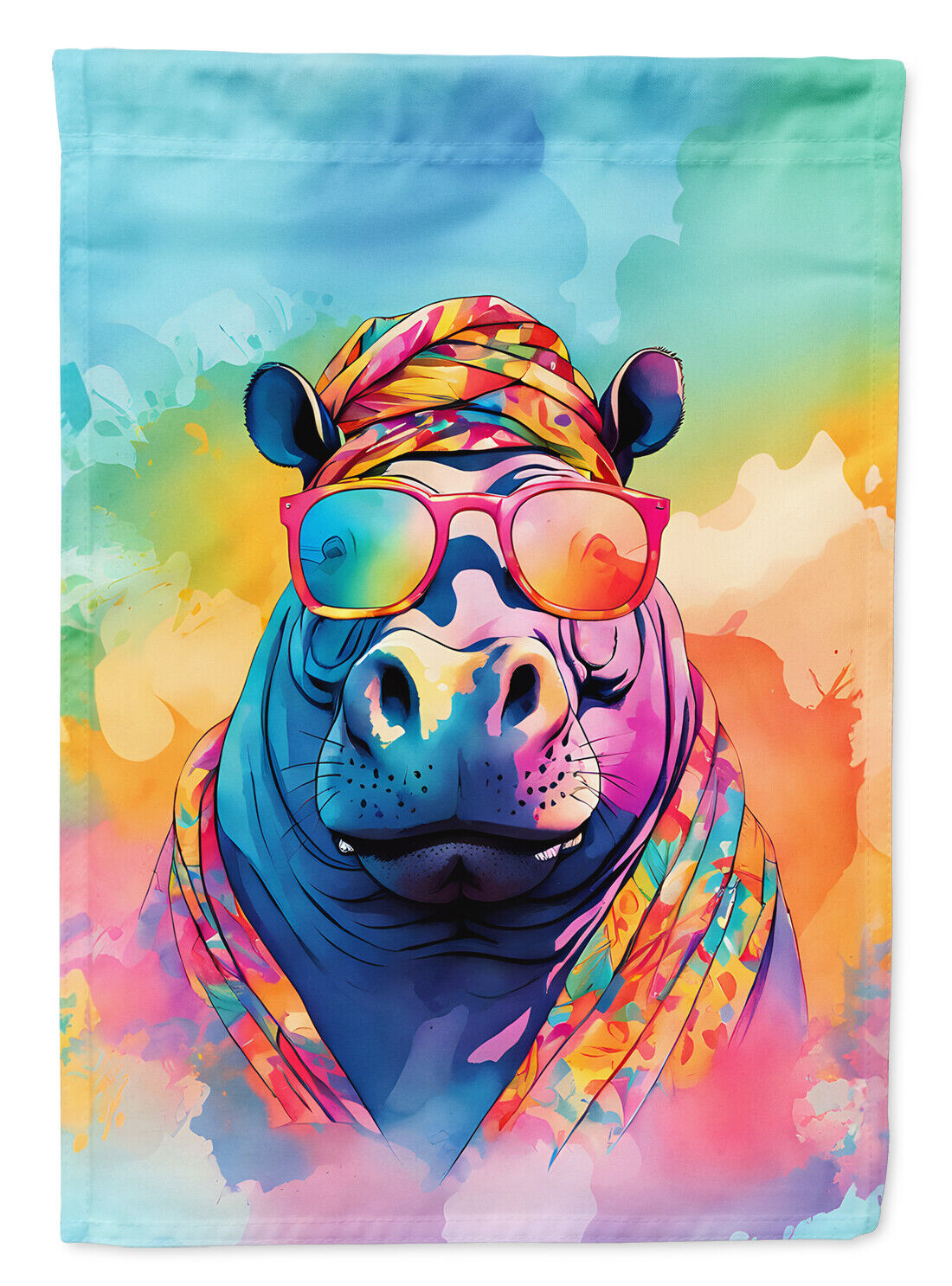 Hippie Animal Hippopotamus Flag Canvas House Size DAC3994CHF