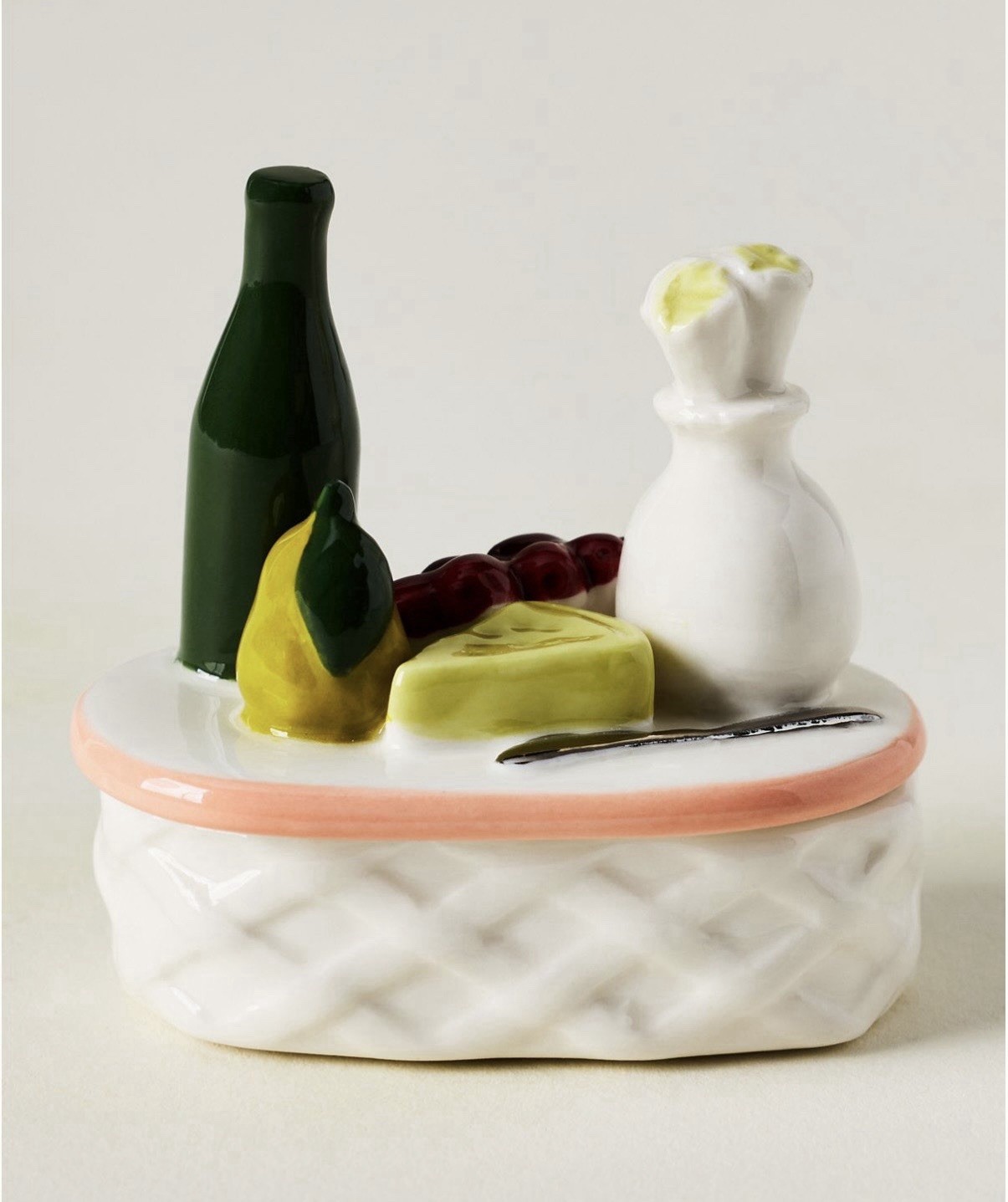 NEW ANTHROPOLOGIE HANDPAINTED TINY TREASURE PICNIC FUN TRINKET DISH BOX WITH LID