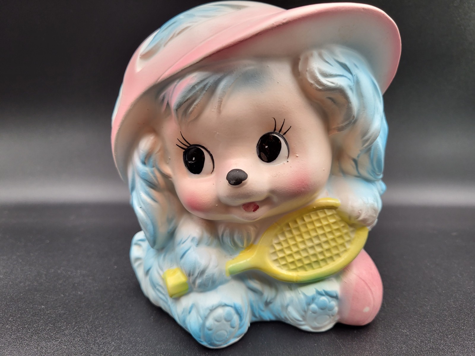 1950s Japan Vintage Napcoware Ceramic Puppy  Planter With Tennis Racket