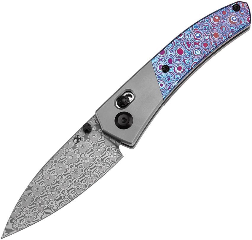 Kansept Knives Dako Gray Titanium & Timascus Folding Damascus Knife 1101V4