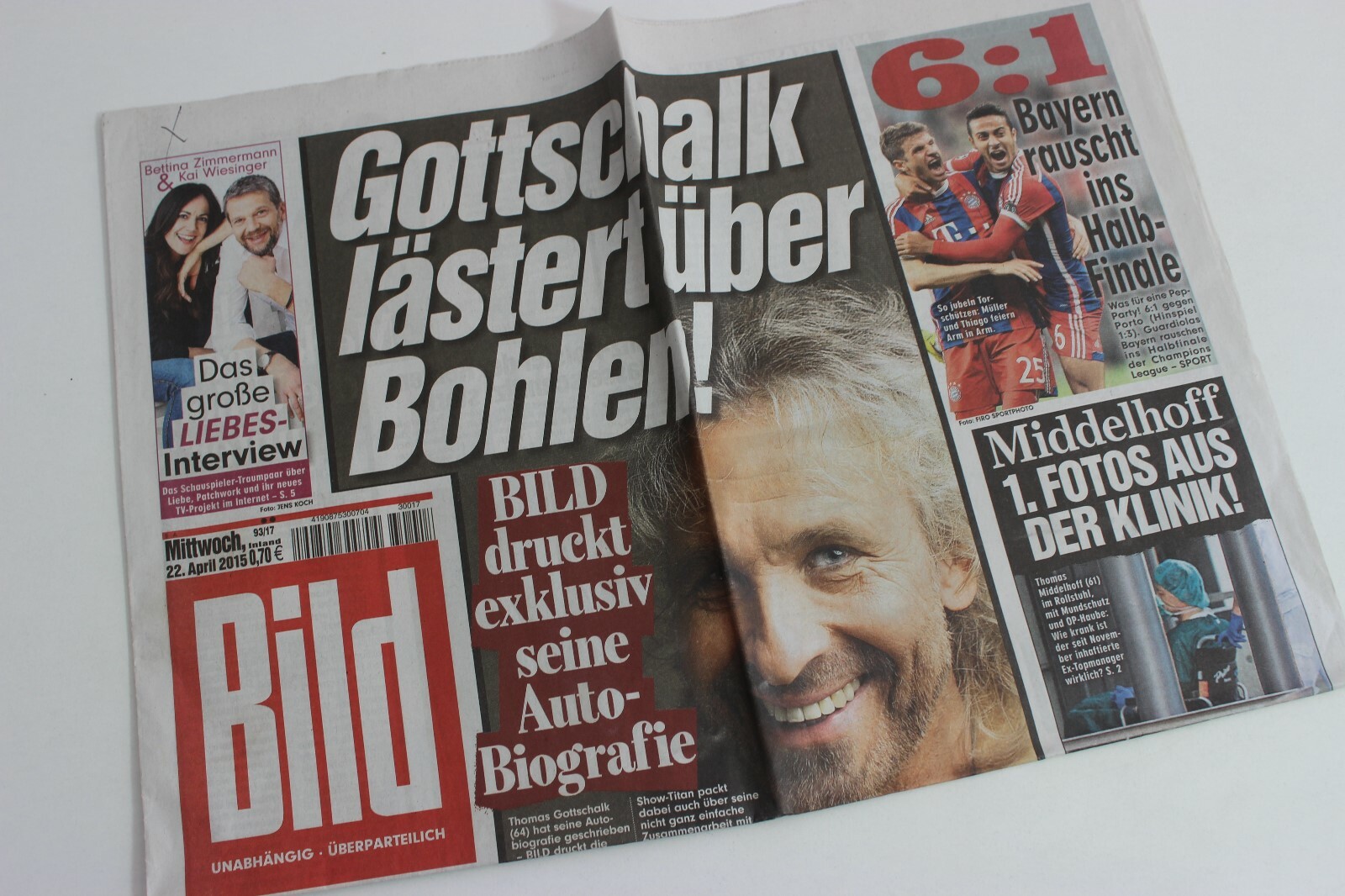 BILDzeitung 22/04/2015 April 22/4/2015 Special Occasion Gift