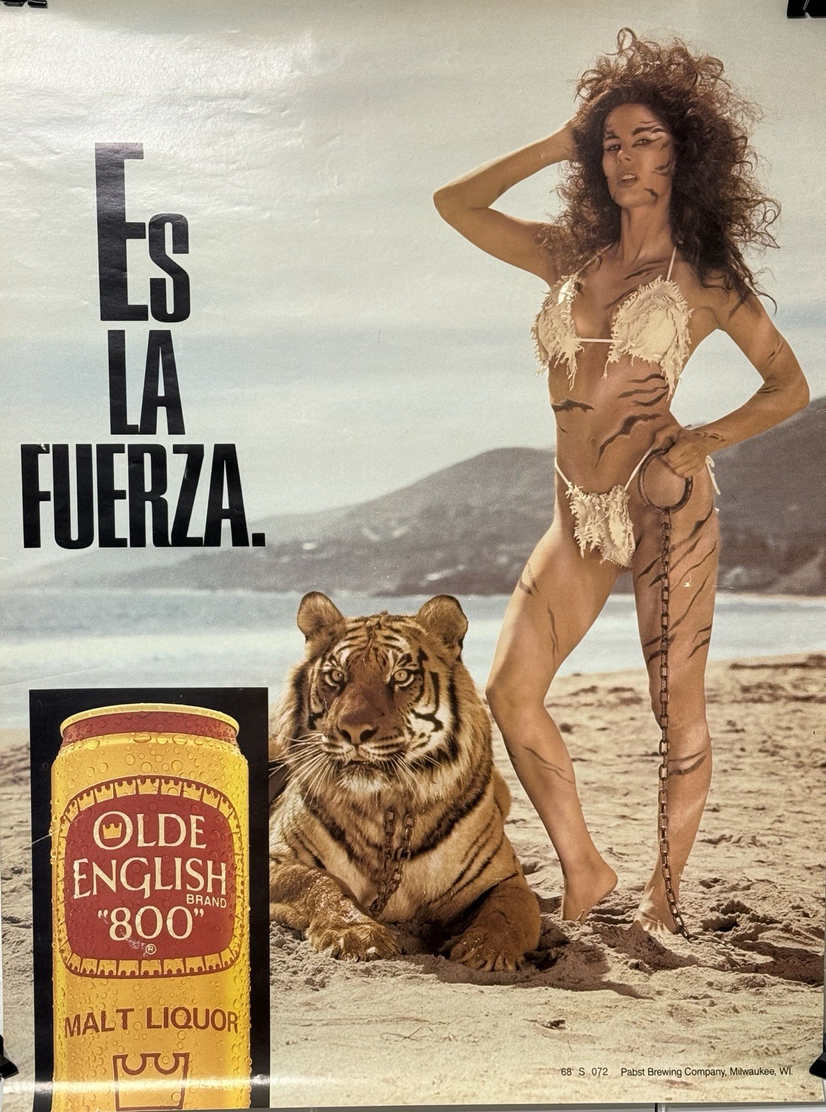 OE Olde English 800 Malt Liquor Es La Fuerza Poster Tiger 1980’s Beer 22.5x17 OE Olde English 800 Malt Liquor Es La Fuerza Poster Tiger 1980’s Beer 22.5x17