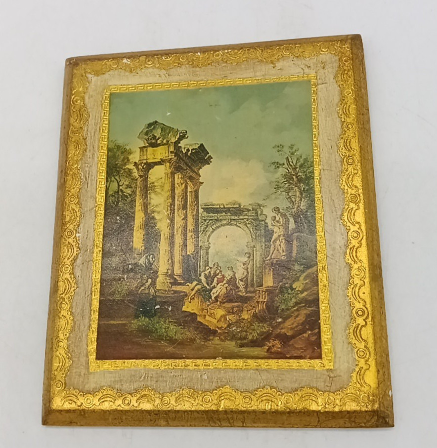 Vintage Florence Italy Gold Gild Plaque  \
