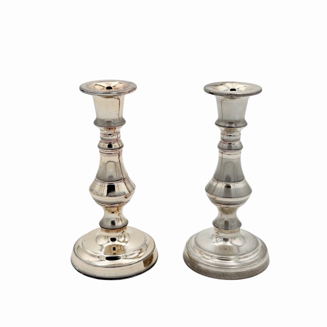 Vtg Silverplate Weighted Candlestick Holders Trad. Baluster Style  A3 England **