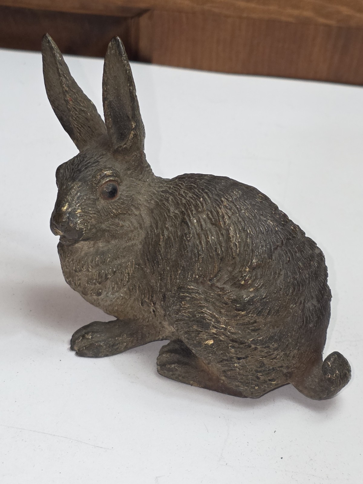 Antique Large Geschutzt Vienna Cold Painted Bronze Rabbit Bunny Hare Figure 