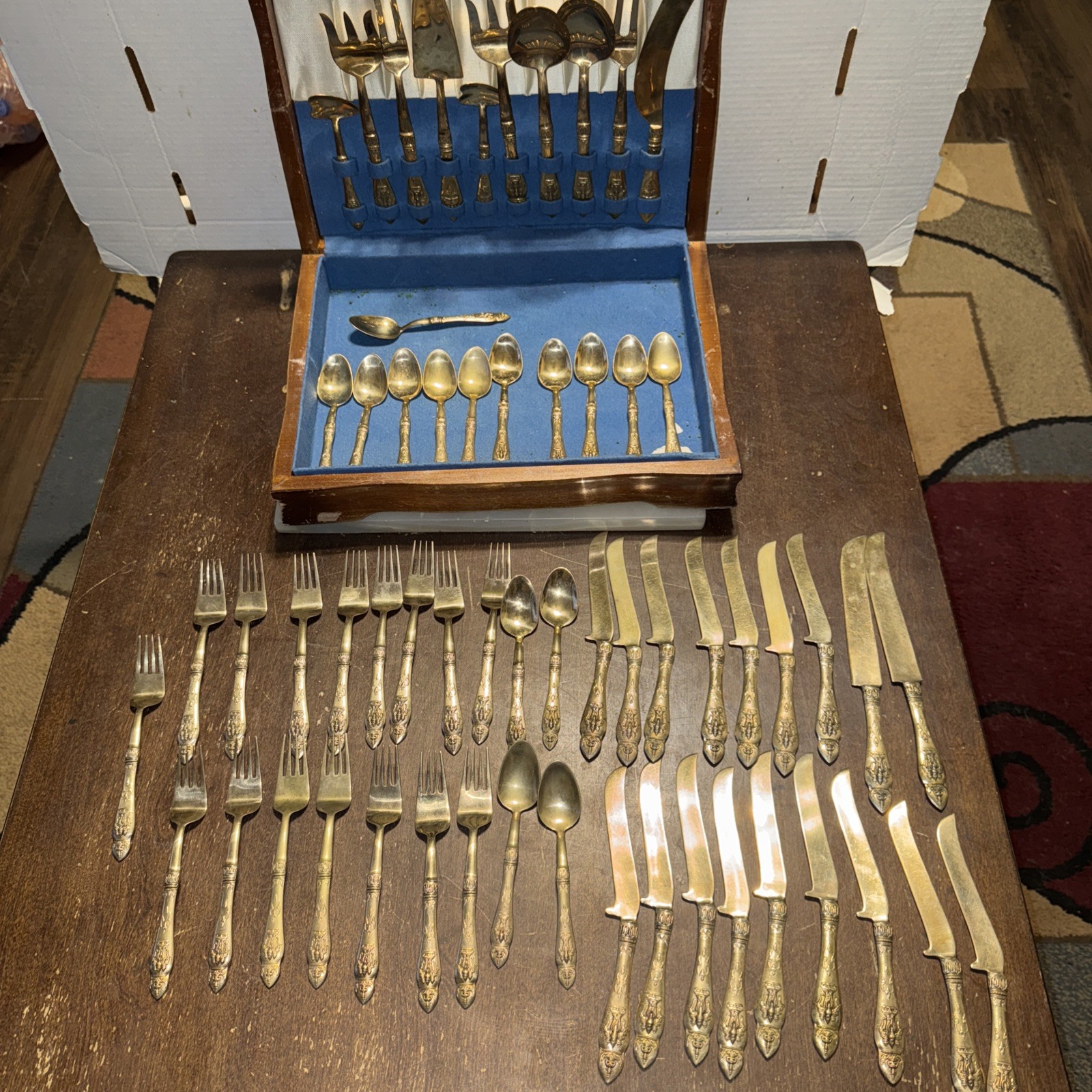 59 PIECE SET Ganesh Brass Flatware, Vintage Thailand Flatware, Table Decor 59 PIECE SET Ganesh Brass Flatware, Vintage Thailand Flatware, Table Decor