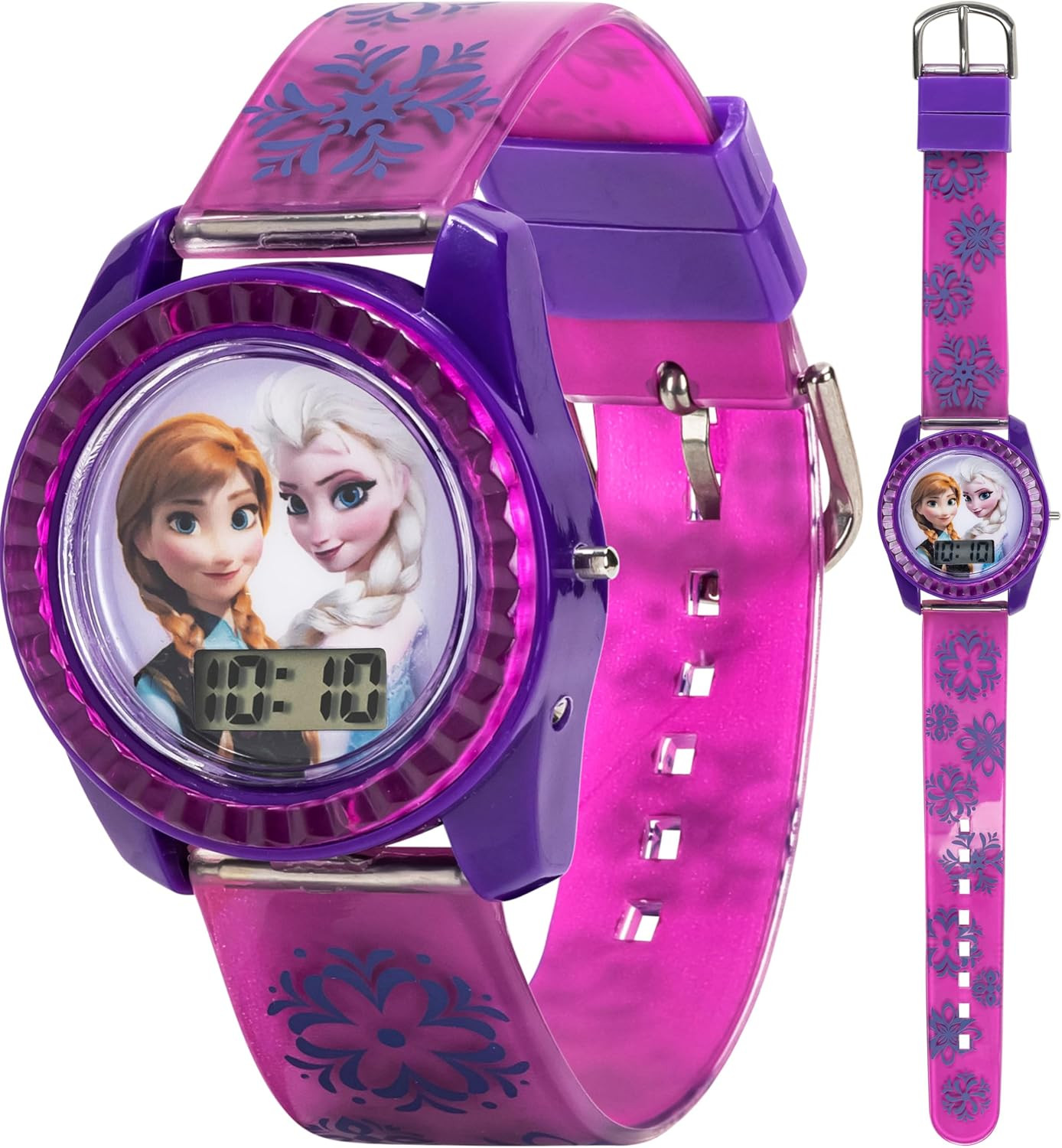 Disney Frozen Kids Digital Watch – Anna & Elsa LCD Timepiece, Purple Printed