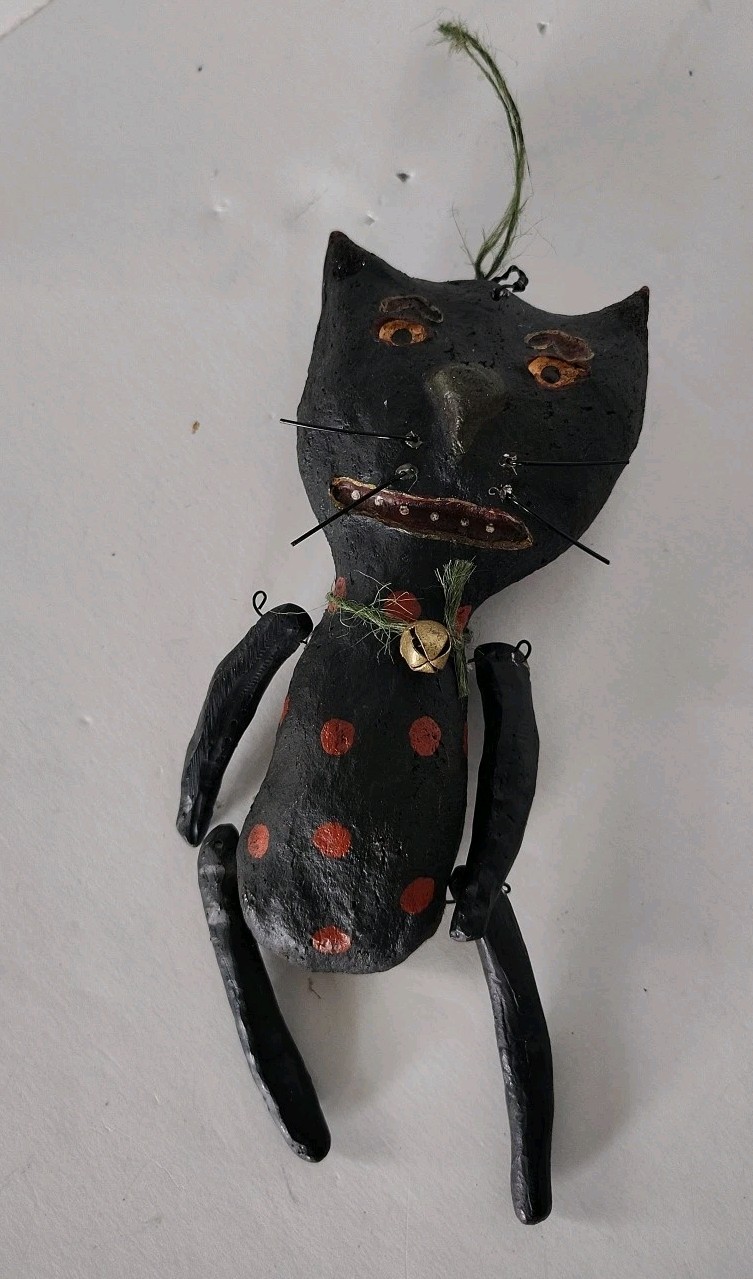 Vintage Whimsical Handmade Halloween Black Cat 7.5\
