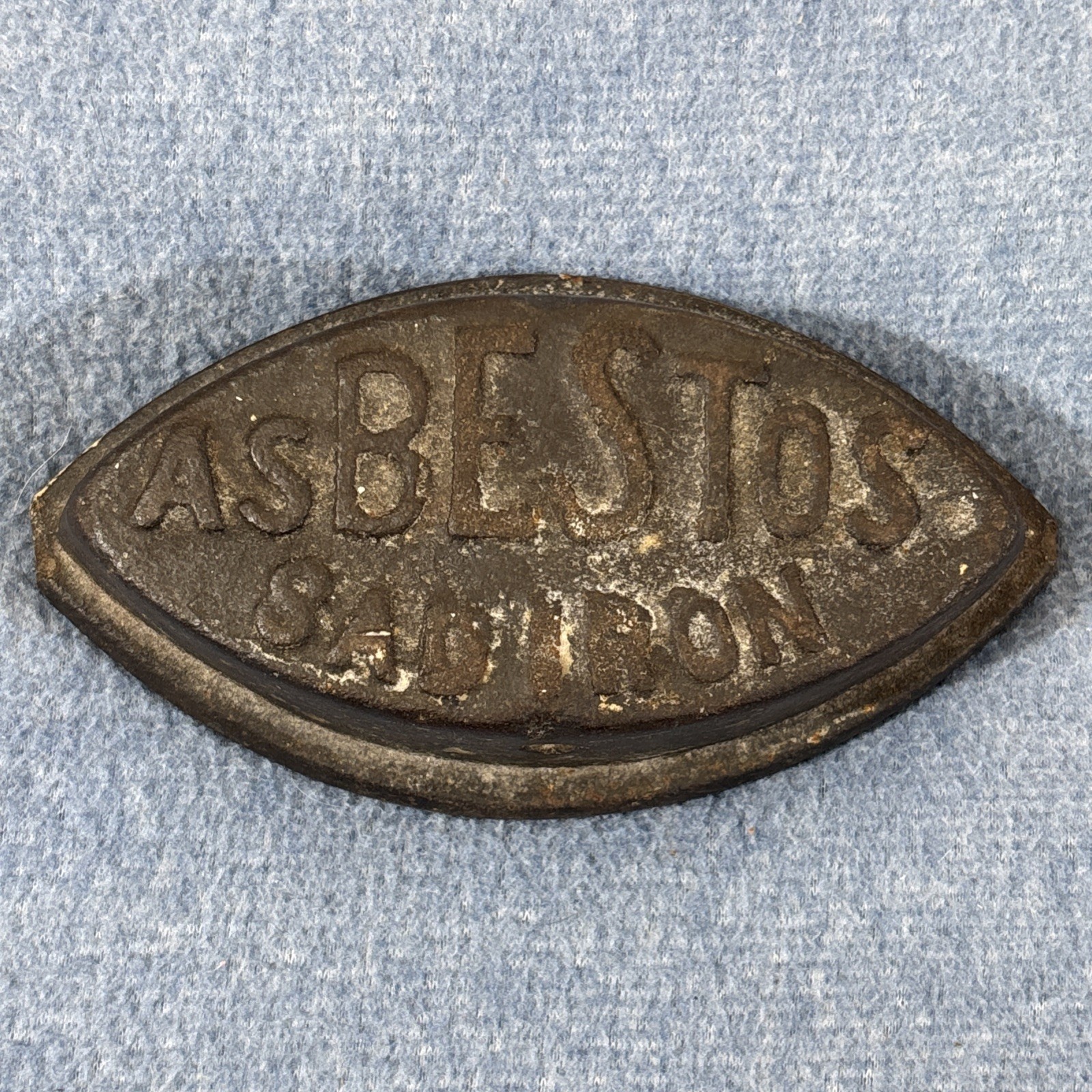 Vintage Antique Cast Iron Asbestos Sad Iron Door Stop / Paper Weight - No Handle