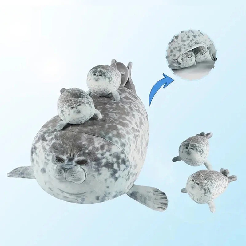 40cm Mother and son Seal five-piece plush toy Seal zipper toy for boys and girls