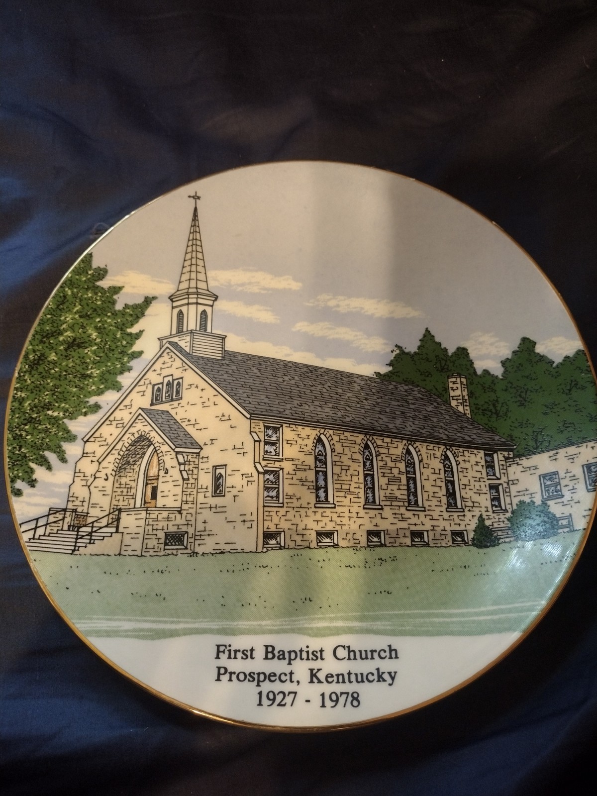 Vintage Prospect KY First Baptist Church Collector Plate 1927-1978 Gold Trim...